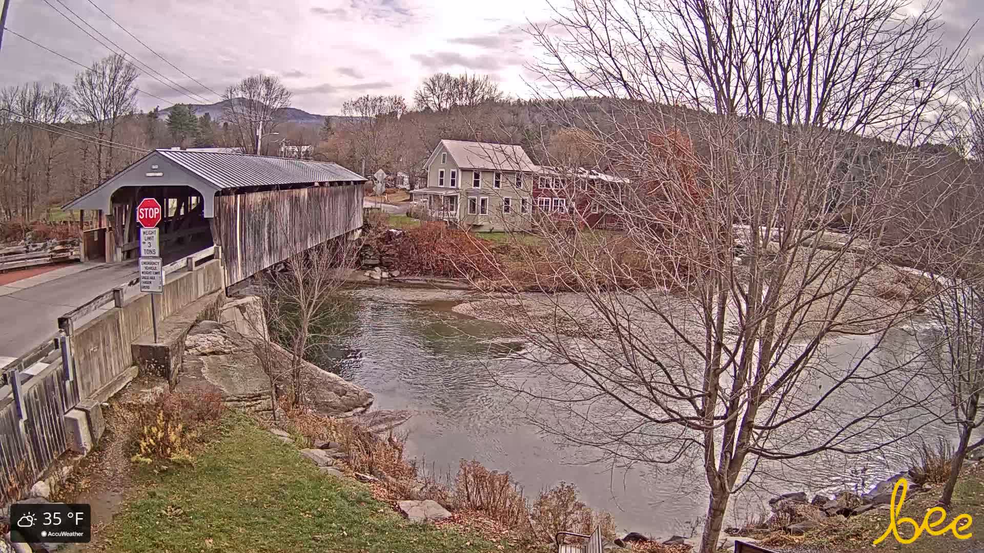 Waitsfield, Mad River Valley Great Eddy Covered Bridge Live Cam -Waitsfield, Washington County, Vermont, USA