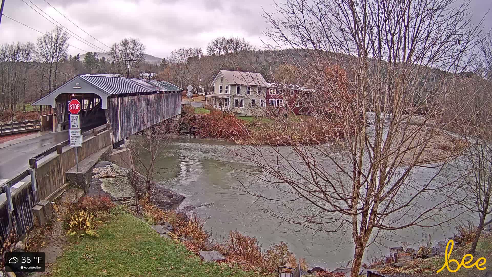 Waitsfield, Mad River Valley Great Eddy Covered Bridge Live Cam -Waitsfield, Washington County, Vermont, USA