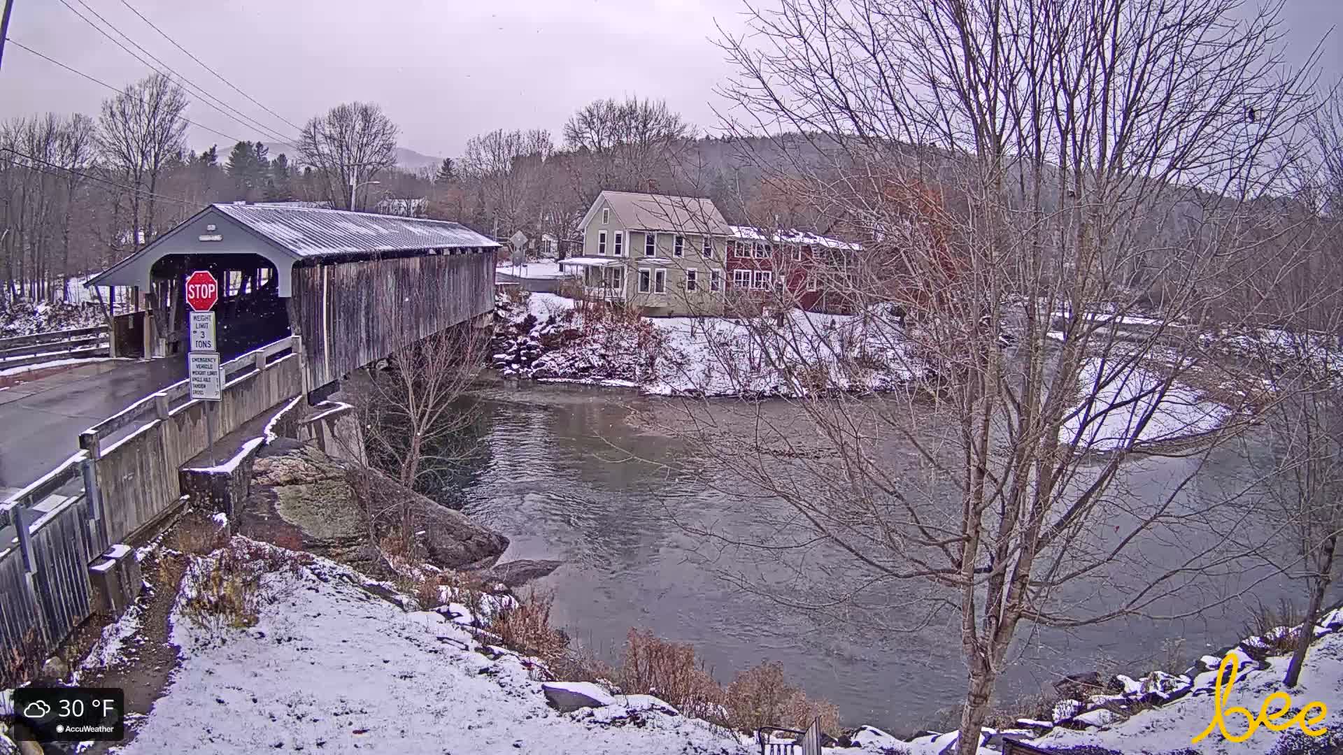 Waitsfield, Mad River Valley Great Eddy Covered Bridge Live Cam -Waitsfield, Washington County, Vermont, USA
