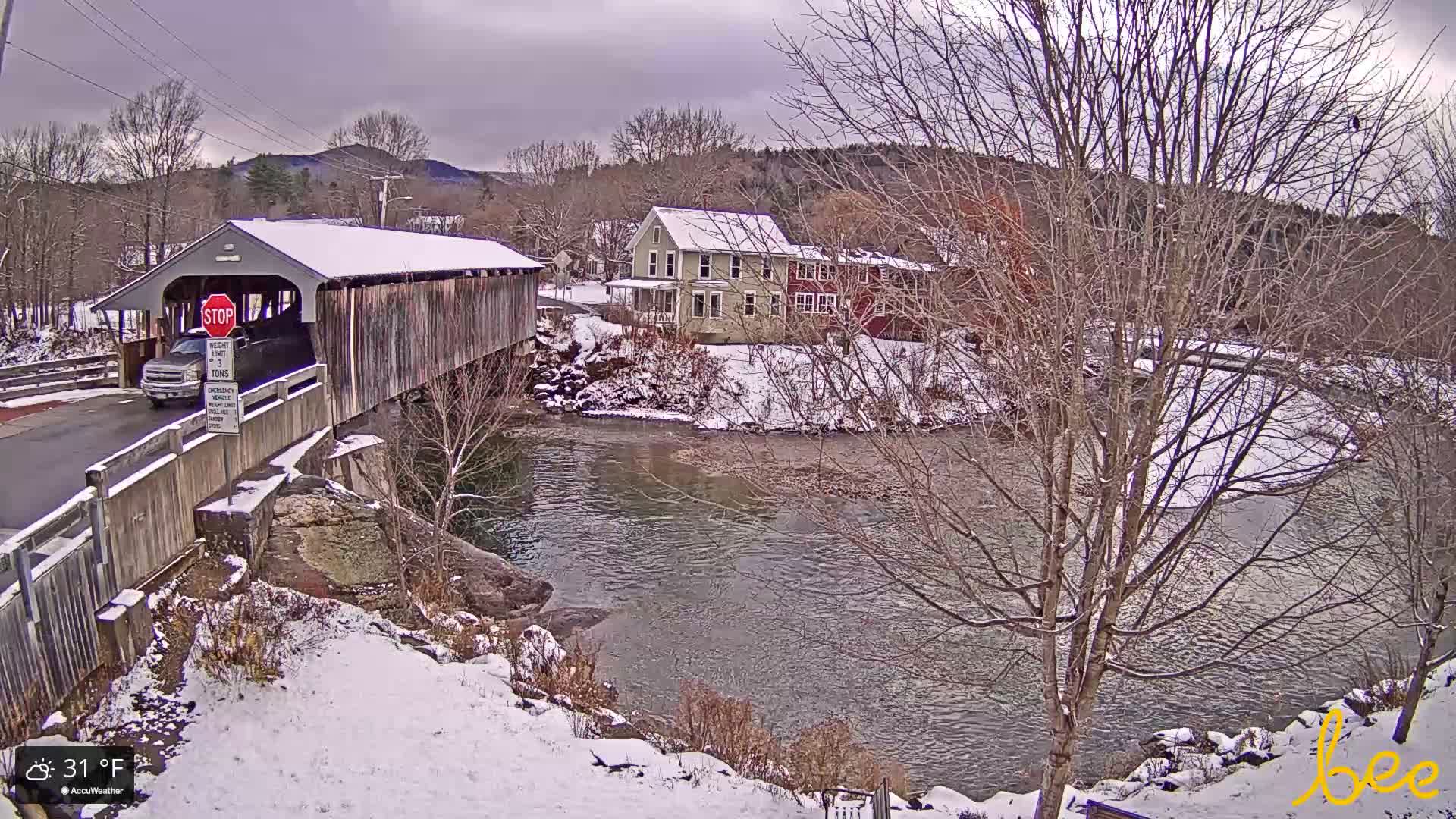 Waitsfield, Mad River Valley Great Eddy Covered Bridge Live Cam -Waitsfield, Washington County, Vermont, USA