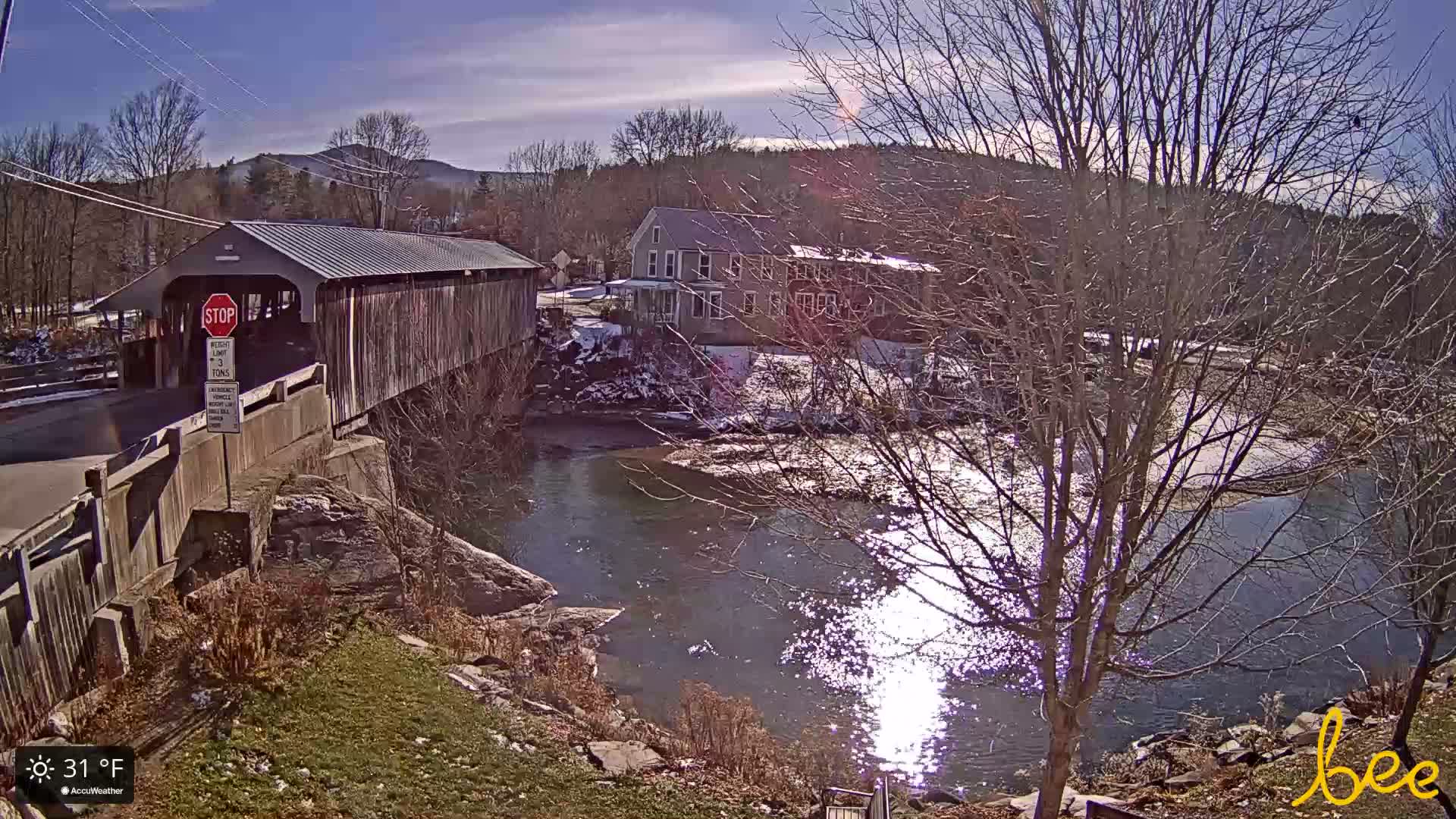 Waitsfield, Mad River Valley Great Eddy Covered Bridge Live Cam -Waitsfield, Washington County, Vermont, USA