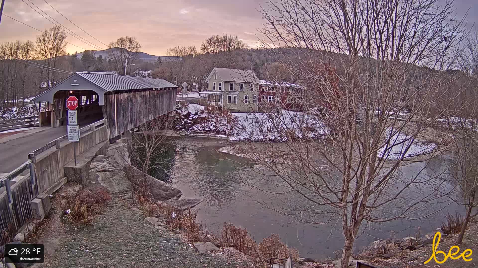 Waitsfield, Mad River Valley Great Eddy Covered Bridge Live Cam -Waitsfield, Washington County, Vermont, USA