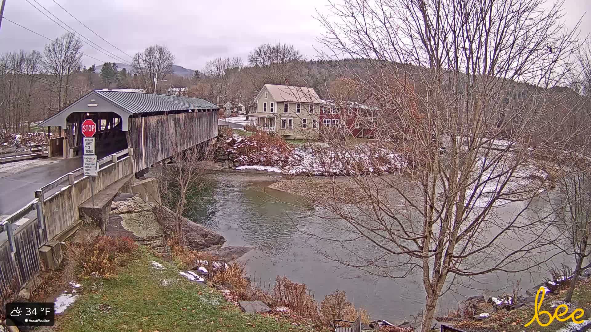 Waitsfield, Mad River Valley Great Eddy Covered Bridge Live Cam -Waitsfield, Washington County, Vermont, USA