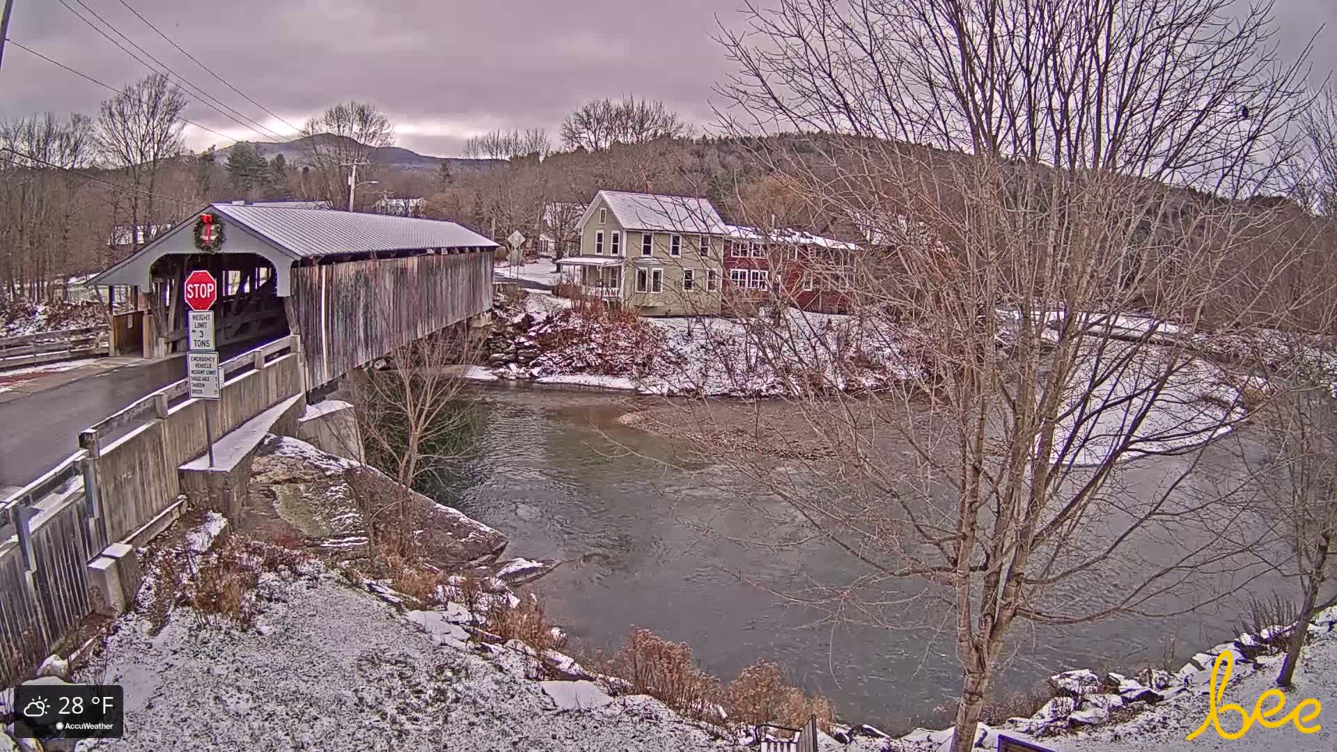 Waitsfield, Mad River Valley Great Eddy Covered Bridge Live Cam -Waitsfield, Washington County, Vermont, USA