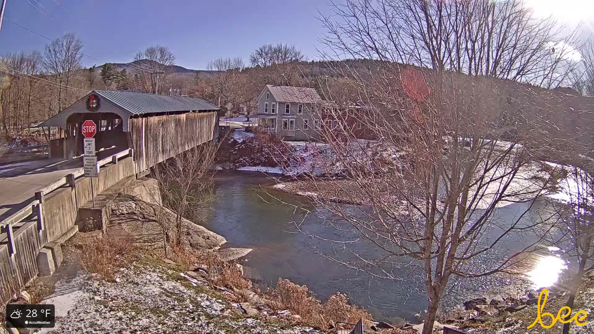 Waitsfield, Mad River Valley Great Eddy Covered Bridge Live Cam -Waitsfield, Washington County, Vermont, USA