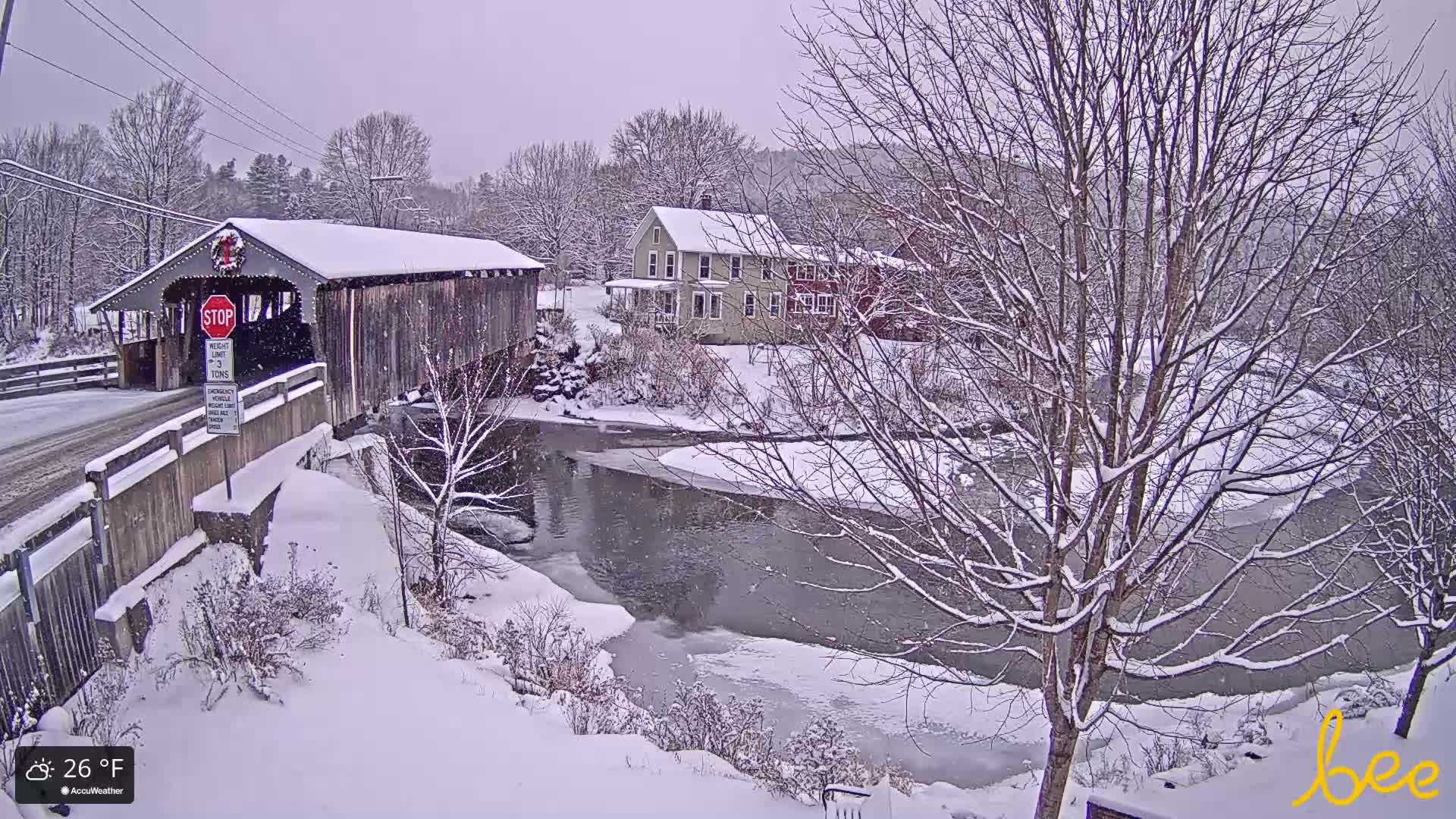 Waitsfield, Mad River Valley Great Eddy Covered Bridge Live Cam -Waitsfield, Washington County, Vermont, USA