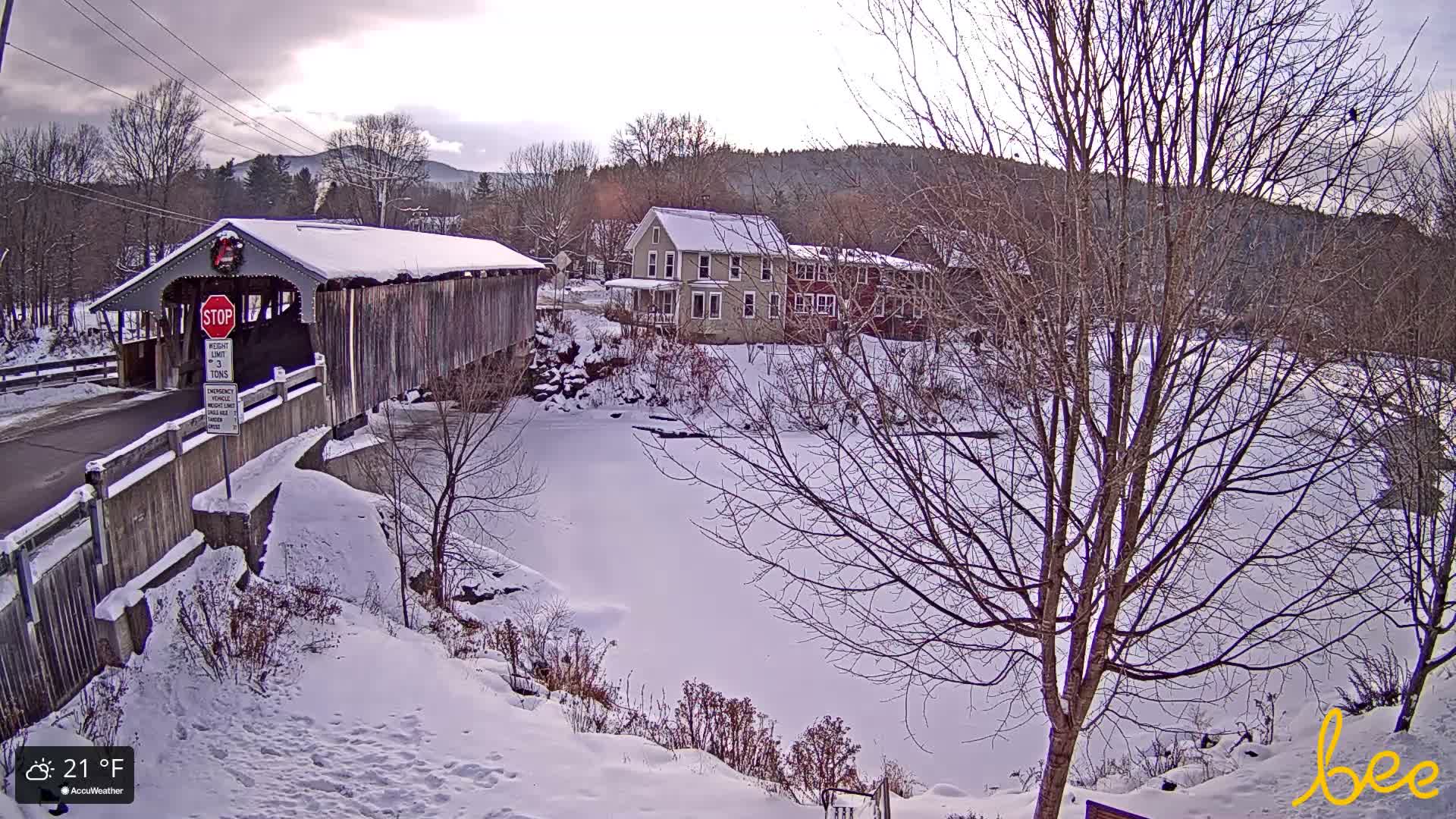 Waitsfield, Mad River Valley Great Eddy Covered Bridge Live Cam -Waitsfield, Washington County, Vermont, USA