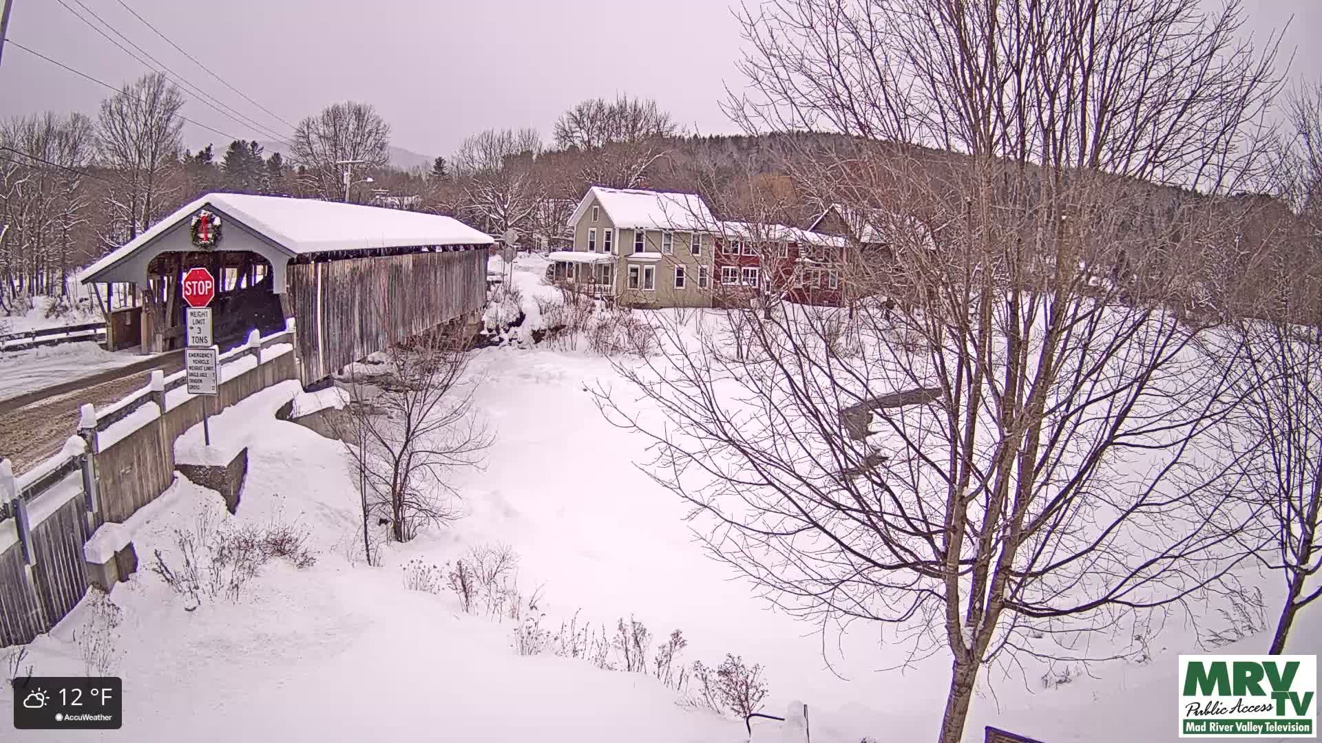 Waitsfield, Mad River Valley Great Eddy Covered Bridge Live Cam -Waitsfield, Washington County, Vermont, USA