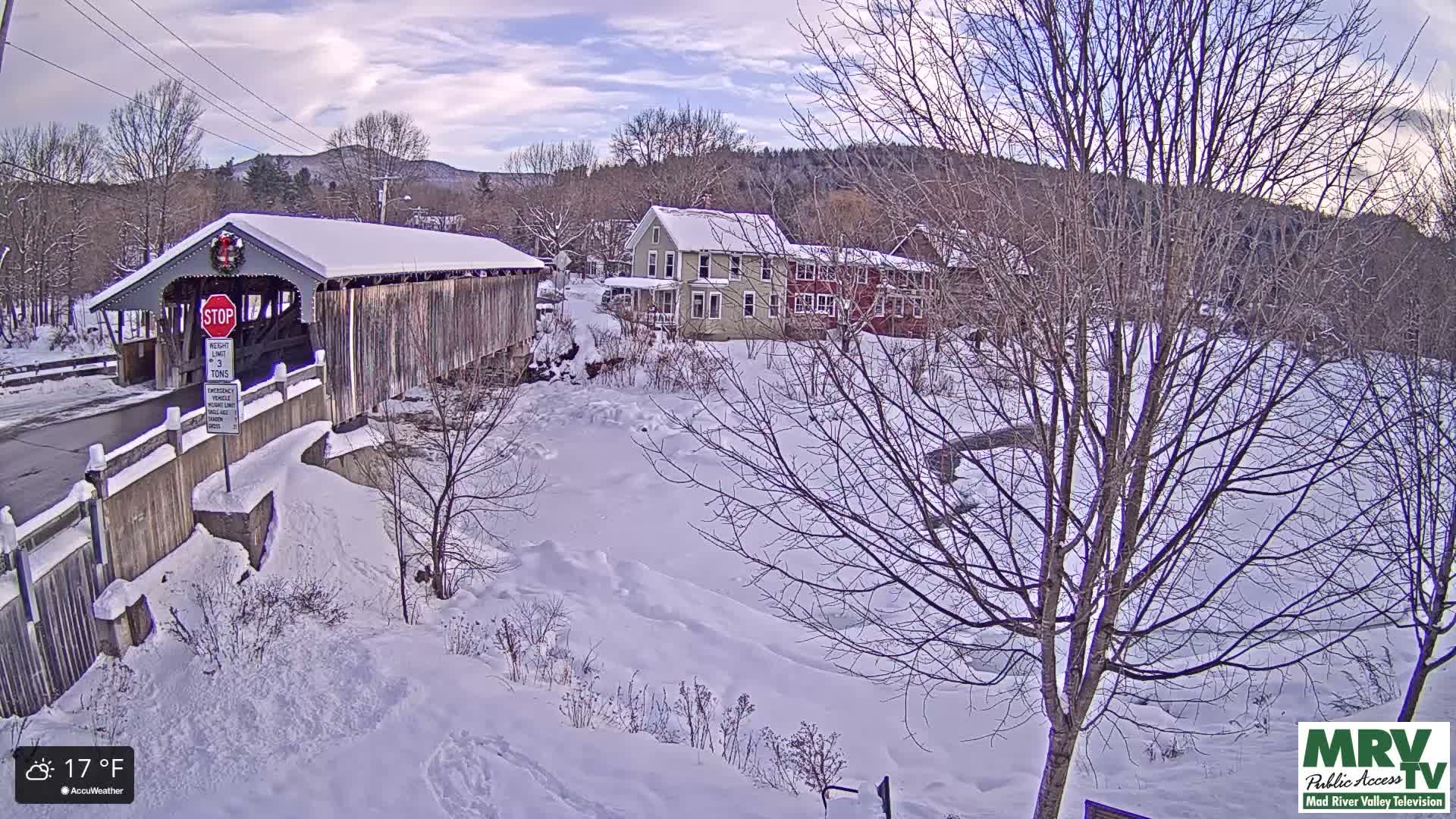 Waitsfield, Mad River Valley Great Eddy Covered Bridge Live Cam -Waitsfield, Washington County, Vermont, USA