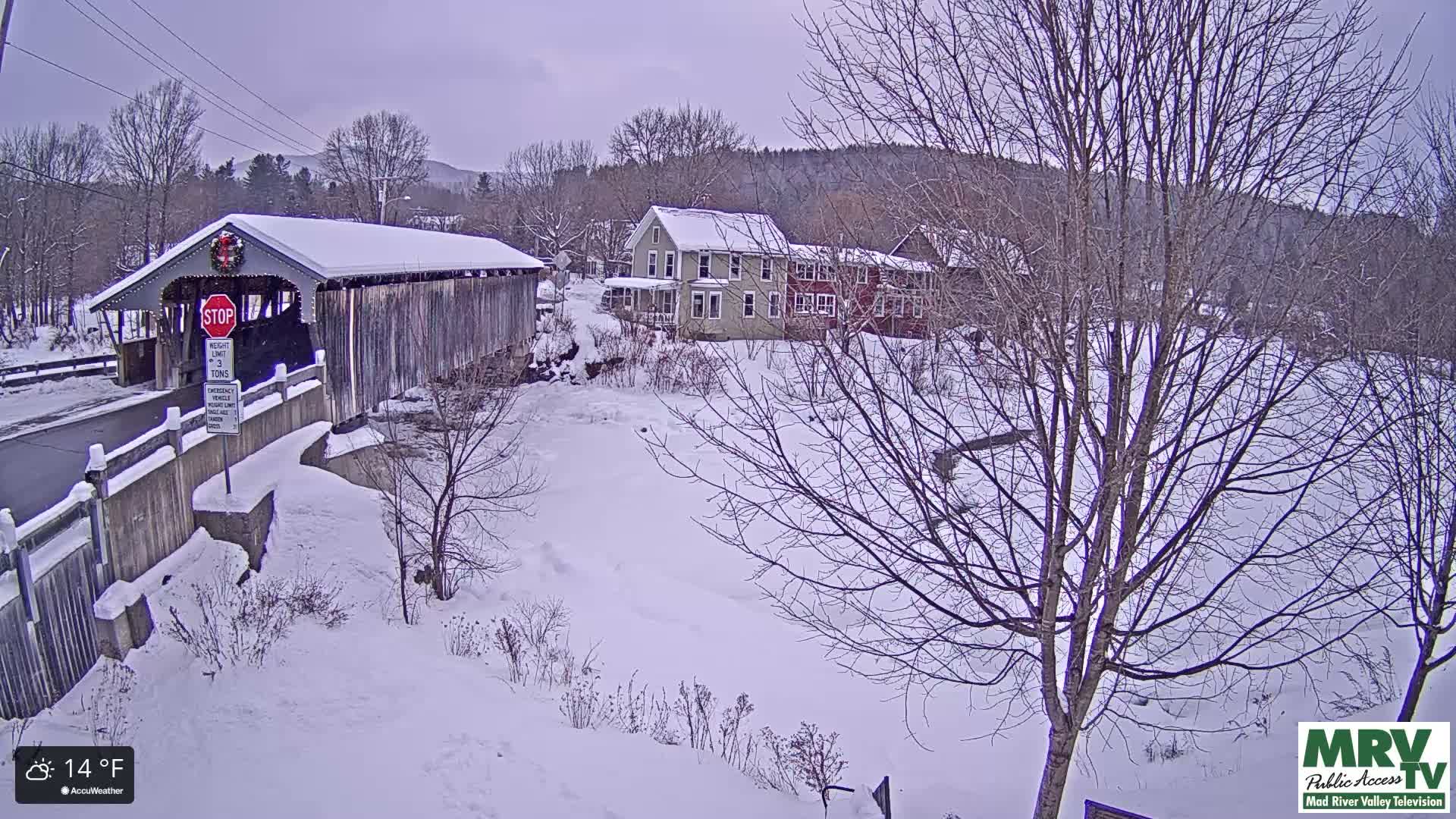 Waitsfield, Mad River Valley Great Eddy Covered Bridge Live Cam -Waitsfield, Washington County, Vermont, USA