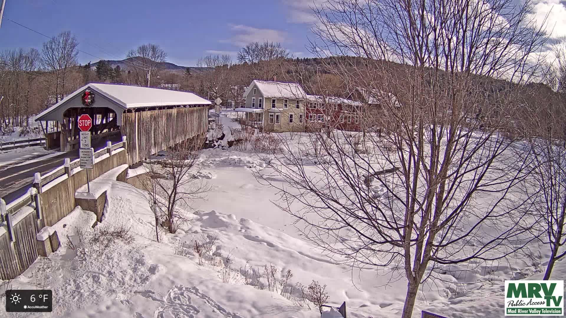 Waitsfield, Mad River Valley Great Eddy Covered Bridge Live Cam -Waitsfield, Washington County, Vermont, USA