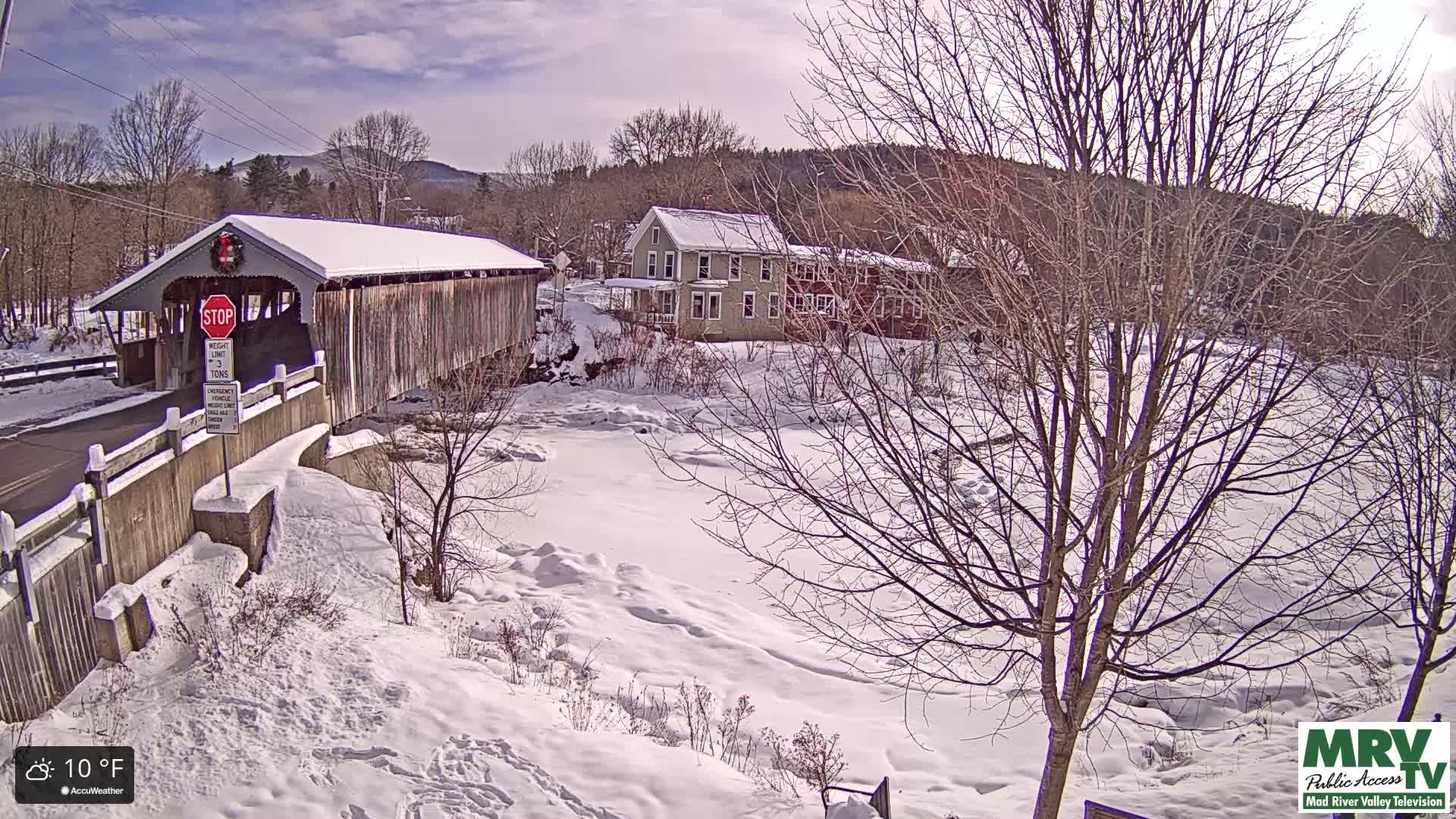 Waitsfield, Mad River Valley Great Eddy Covered Bridge Live Cam -Waitsfield, Washington County, Vermont, USA