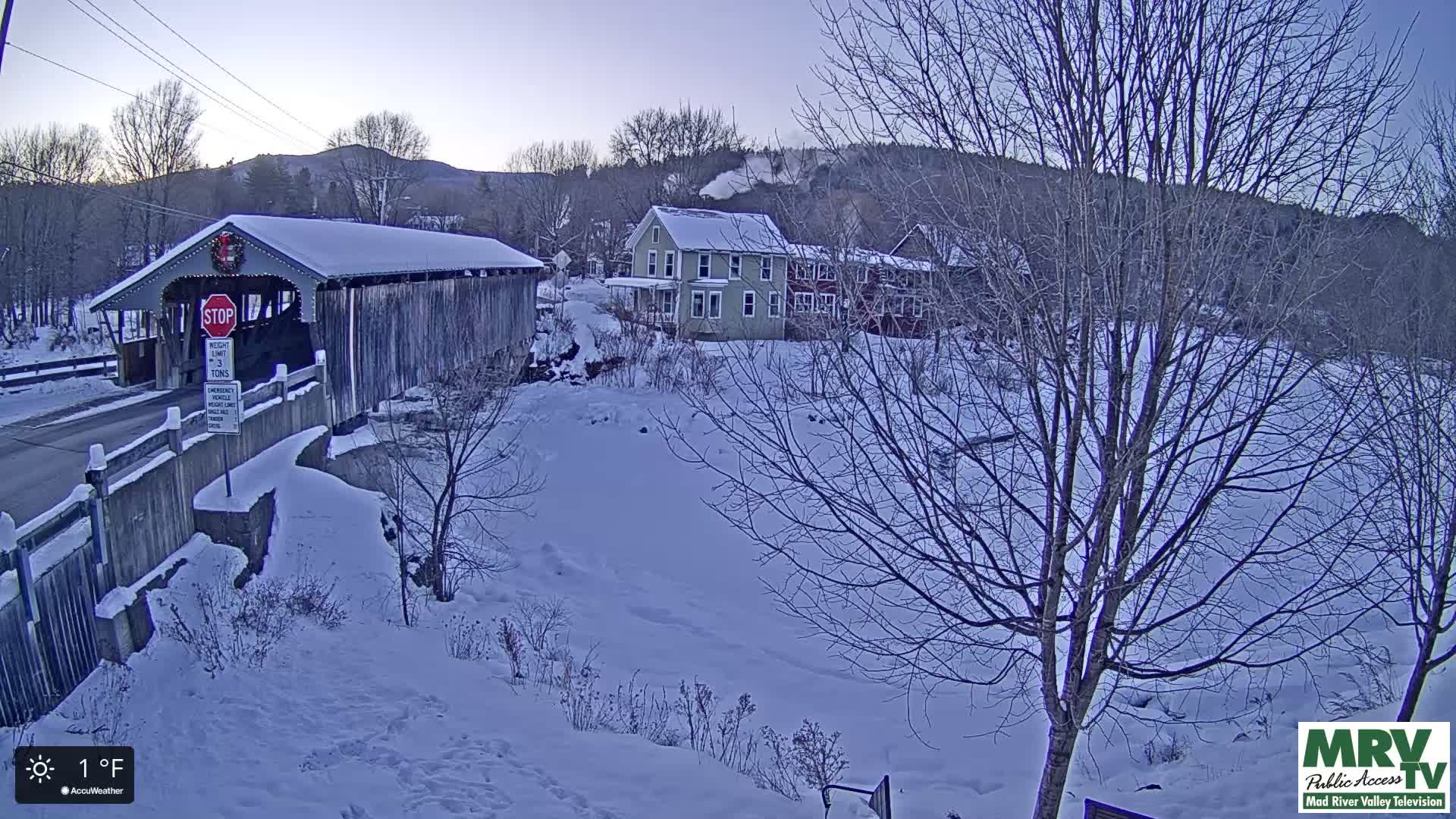 Waitsfield, Mad River Valley Great Eddy Covered Bridge Live Cam -Waitsfield, Washington County, Vermont, USA