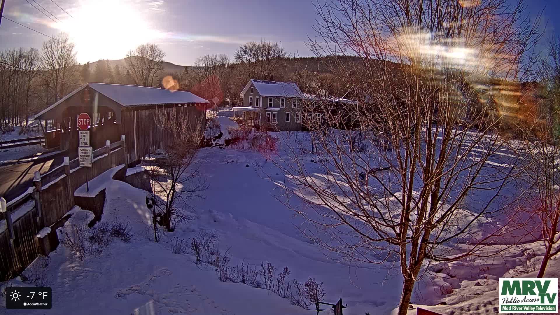 Waitsfield, Mad River Valley Great Eddy Covered Bridge Live Cam -Waitsfield, Washington County, Vermont, USA