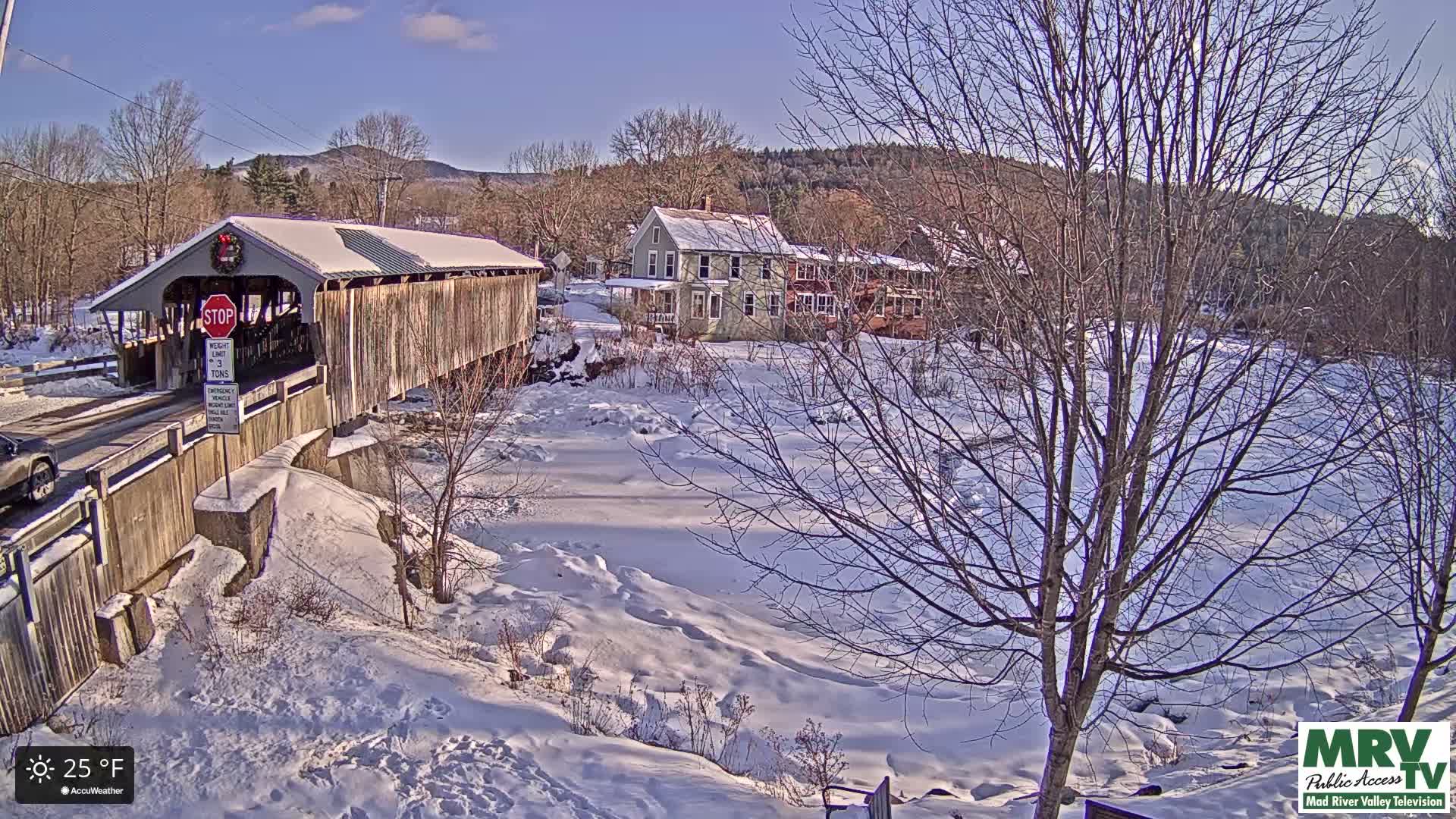 Waitsfield, Mad River Valley Great Eddy Covered Bridge Live Cam -Waitsfield, Washington County, Vermont, USA
