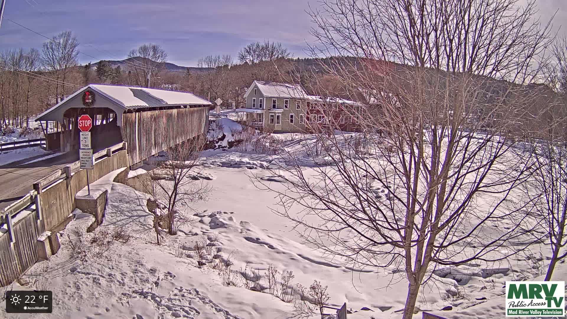 Waitsfield, Mad River Valley Great Eddy Covered Bridge Live Cam -Waitsfield, Washington County, Vermont, USA