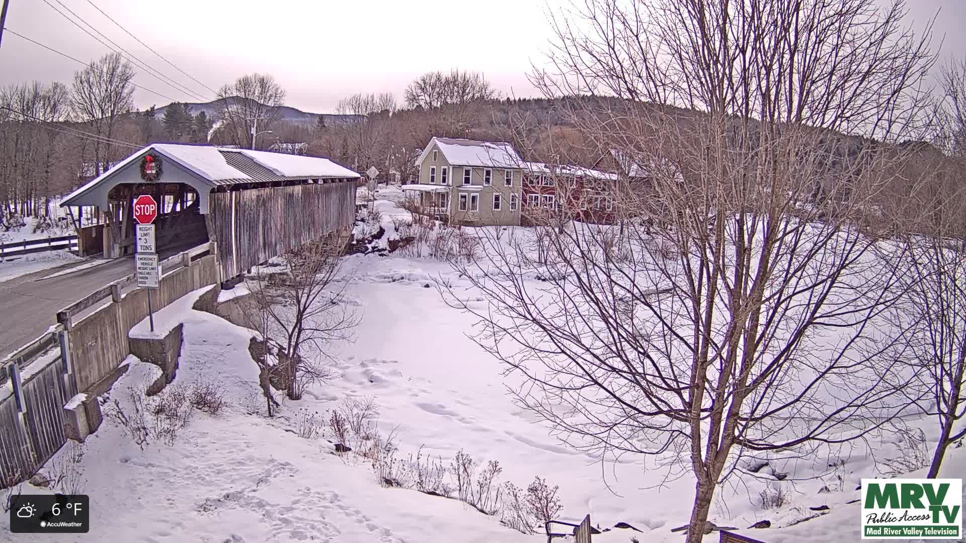 Waitsfield, Mad River Valley Great Eddy Covered Bridge Live Cam -Waitsfield, Washington County, Vermont, USA