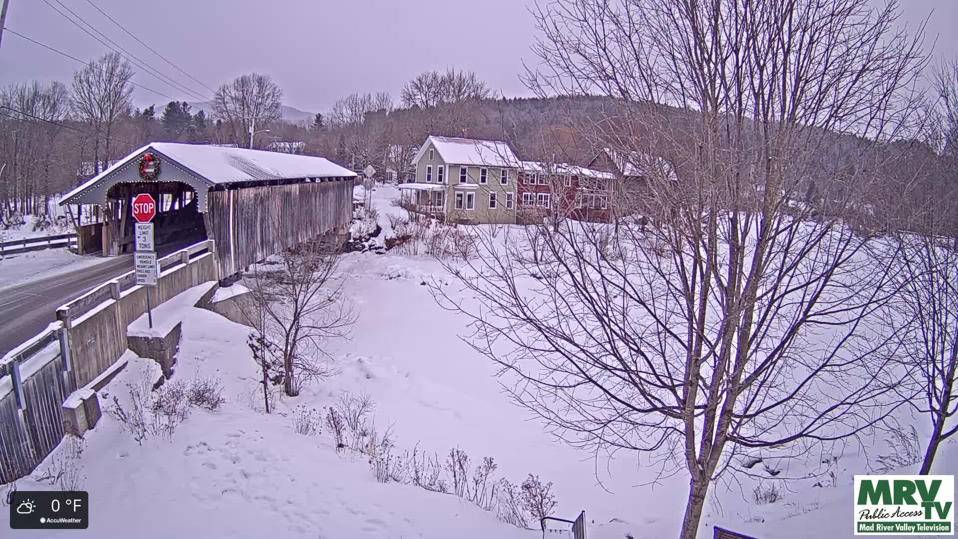 Waitsfield, Mad River Valley Great Eddy Covered Bridge Live Cam -Waitsfield, Washington County, Vermont, USA