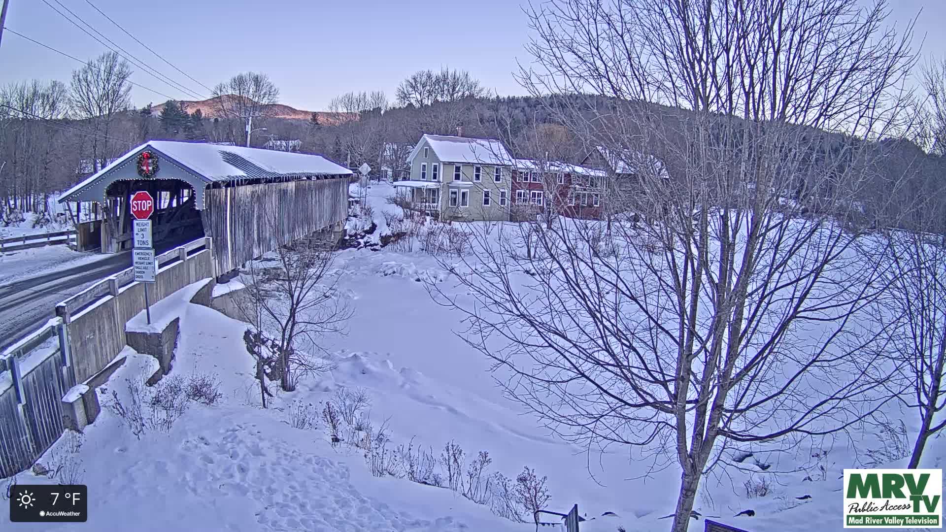 Waitsfield, Mad River Valley Great Eddy Covered Bridge Live Cam -Waitsfield, Washington County, Vermont, USA