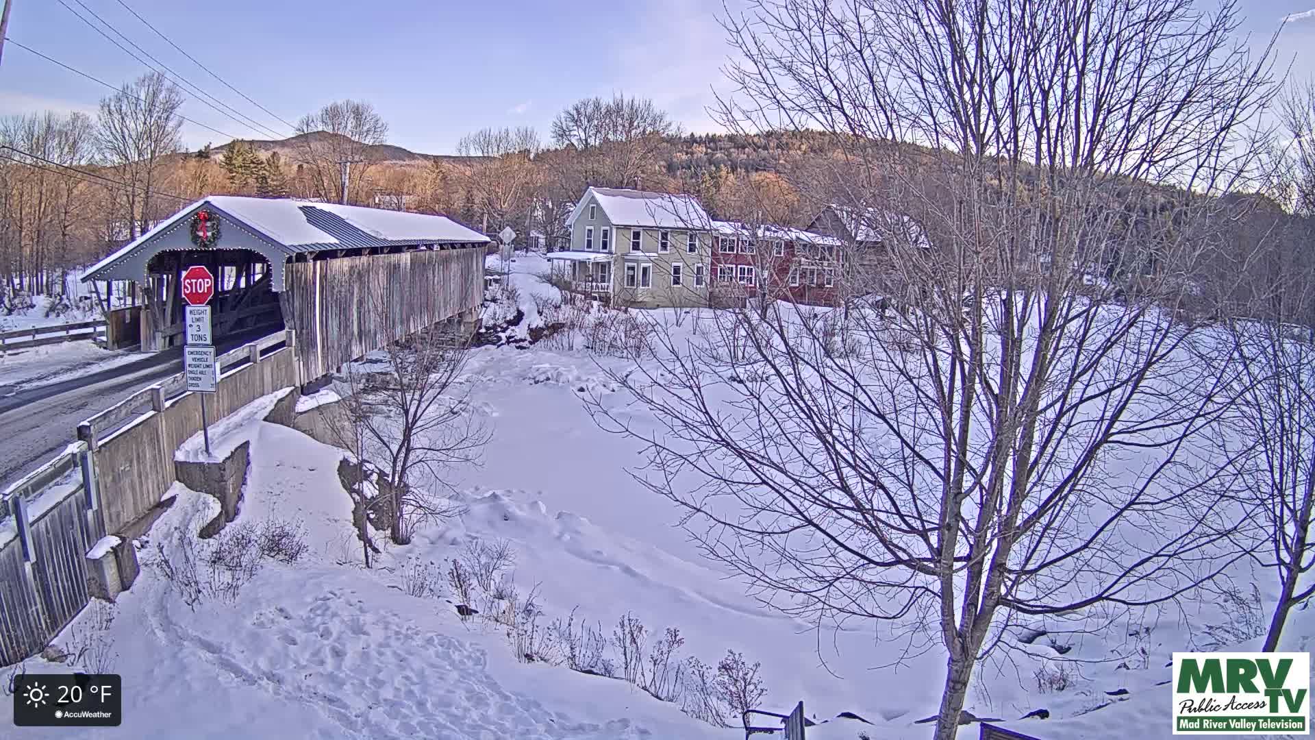 Waitsfield, Mad River Valley Great Eddy Covered Bridge Live Cam -Waitsfield, Washington County, Vermont, USA