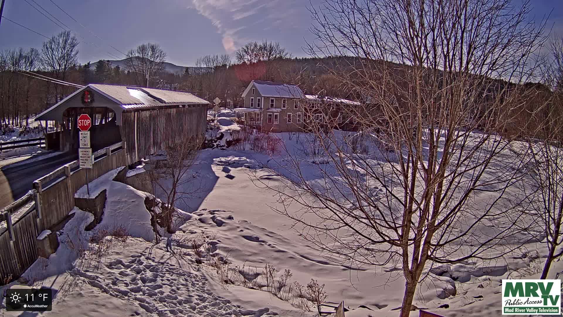 Waitsfield, Mad River Valley Great Eddy Covered Bridge Live Cam -Waitsfield, Washington County, Vermont, USA