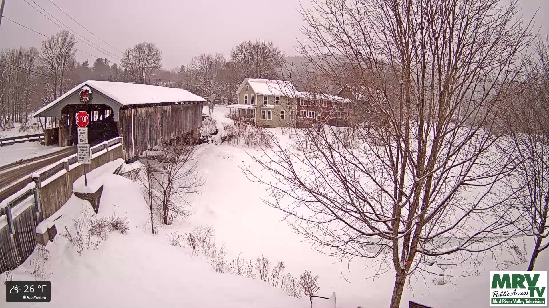 Waitsfield, Mad River Valley Great Eddy Covered Bridge Live Cam -Waitsfield, Washington County, Vermont, USA