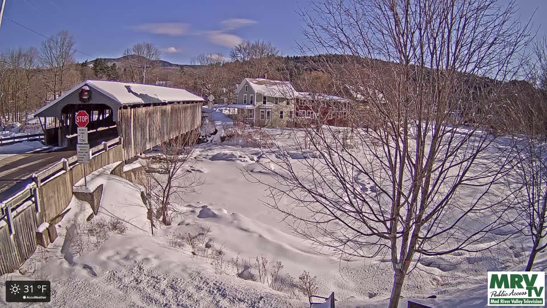 Waitsfield, Mad River Valley Great Eddy Covered Bridge Live Cam -Waitsfield, Washington County, Vermont, USA