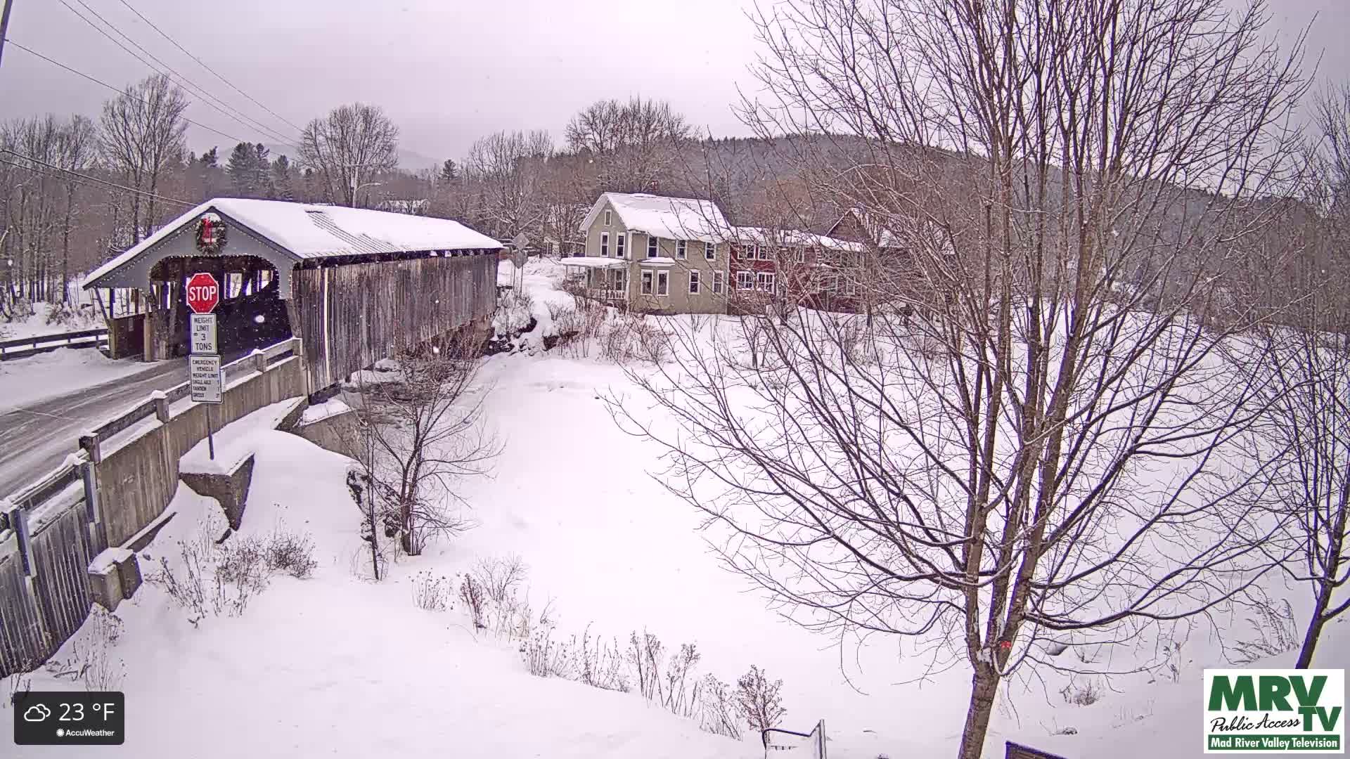 Waitsfield, Mad River Valley Great Eddy Covered Bridge Live Cam -Waitsfield, Washington County, Vermont, USA