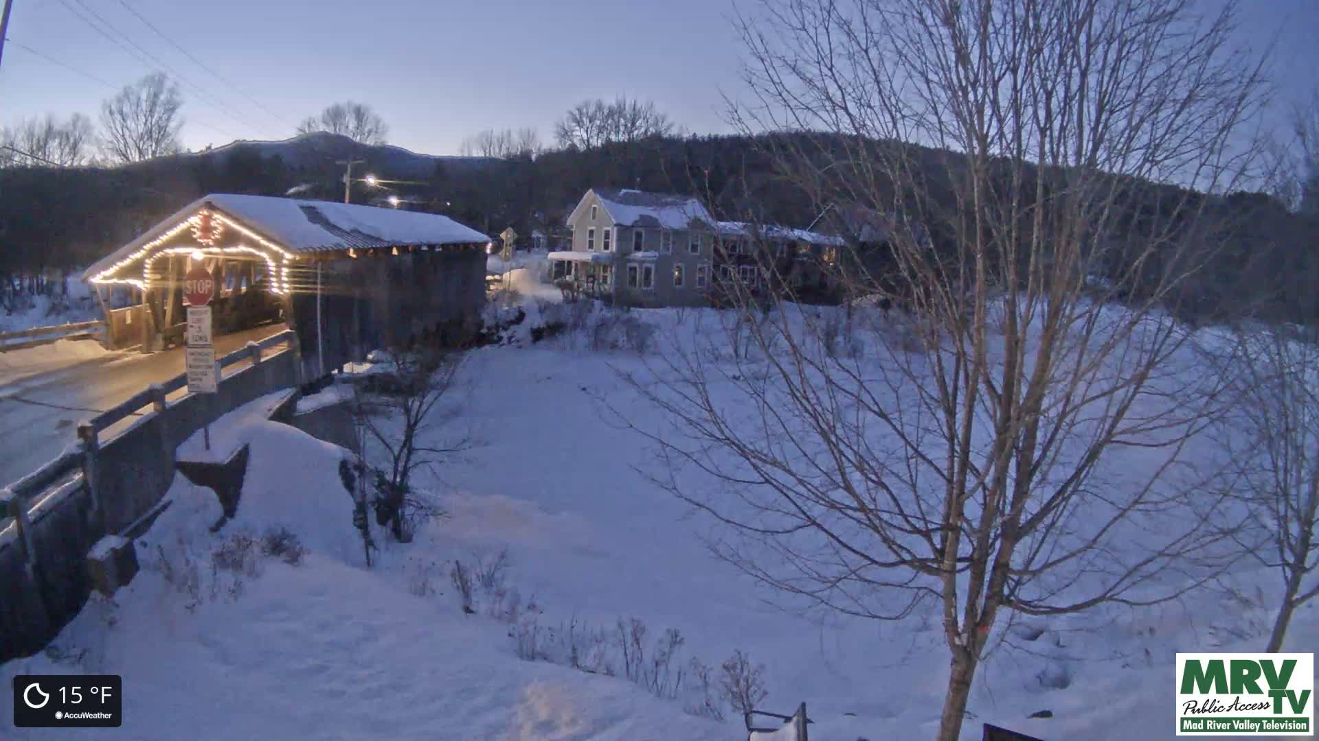 Waitsfield, Mad River Valley Great Eddy Covered Bridge Live Cam -Waitsfield, Washington County, Vermont, USA