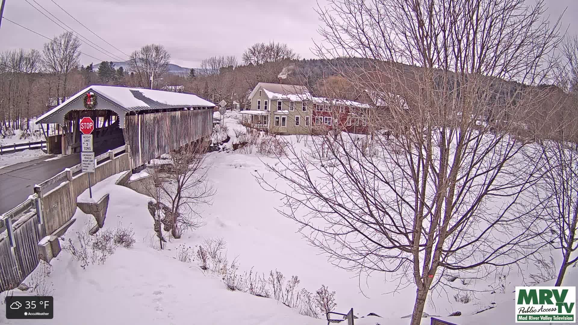 Waitsfield, Mad River Valley Great Eddy Covered Bridge Live Cam -Waitsfield, Washington County, Vermont, USA