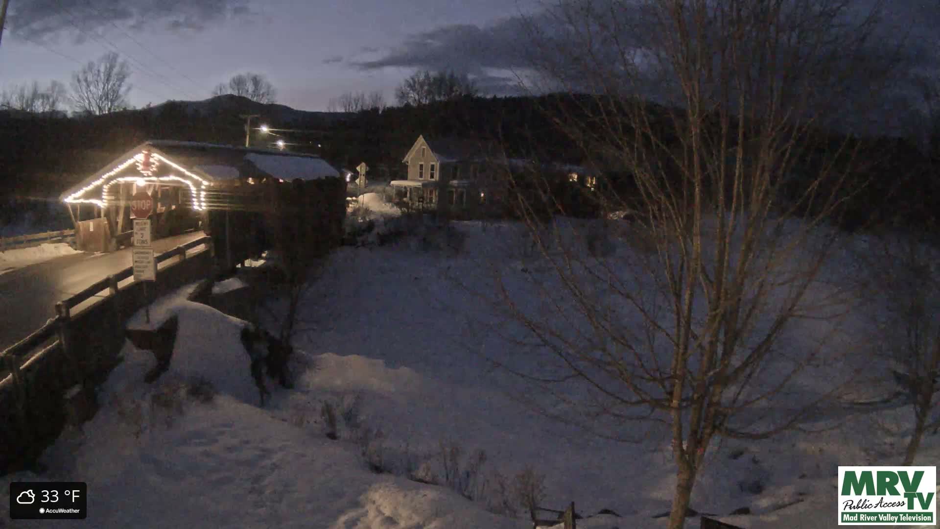 Waitsfield, Mad River Valley Great Eddy Covered Bridge Live Cam -Waitsfield, Washington County, Vermont, USA