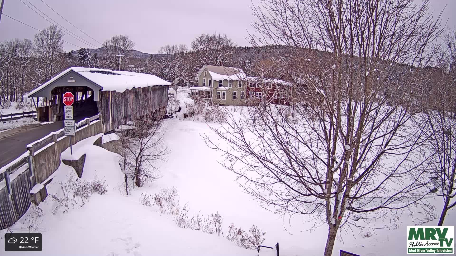 Waitsfield, Mad River Valley Great Eddy Covered Bridge Live Cam -Waitsfield, Washington County, Vermont, USA