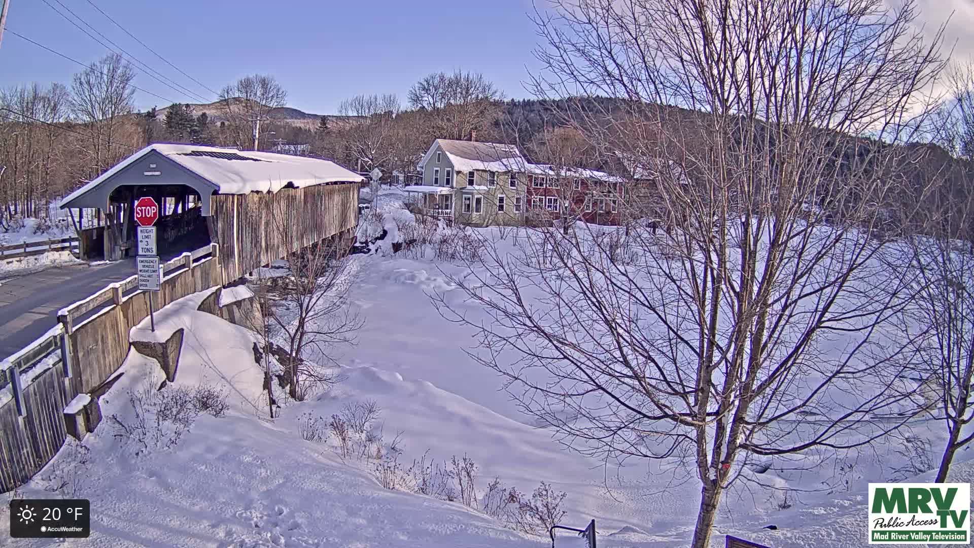 Waitsfield, Mad River Valley Great Eddy Covered Bridge Live Cam -Waitsfield, Washington County, Vermont, USA