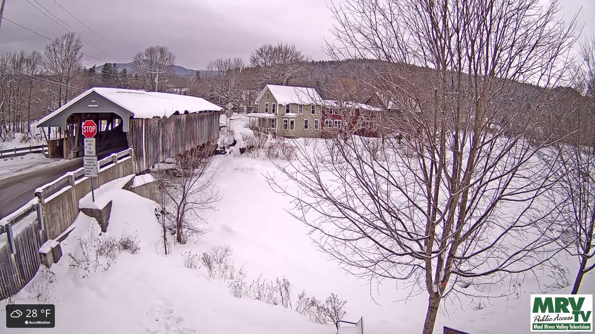 Waitsfield, Mad River Valley Great Eddy Covered Bridge Live Cam -Waitsfield, Washington County, Vermont, USA