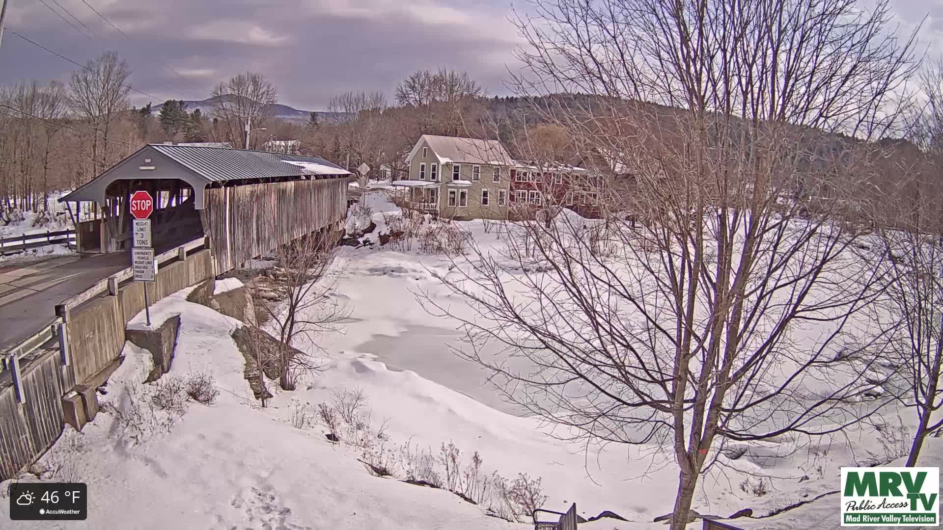 Waitsfield, Mad River Valley Great Eddy Covered Bridge Live Cam -Waitsfield, Washington County, Vermont, USA