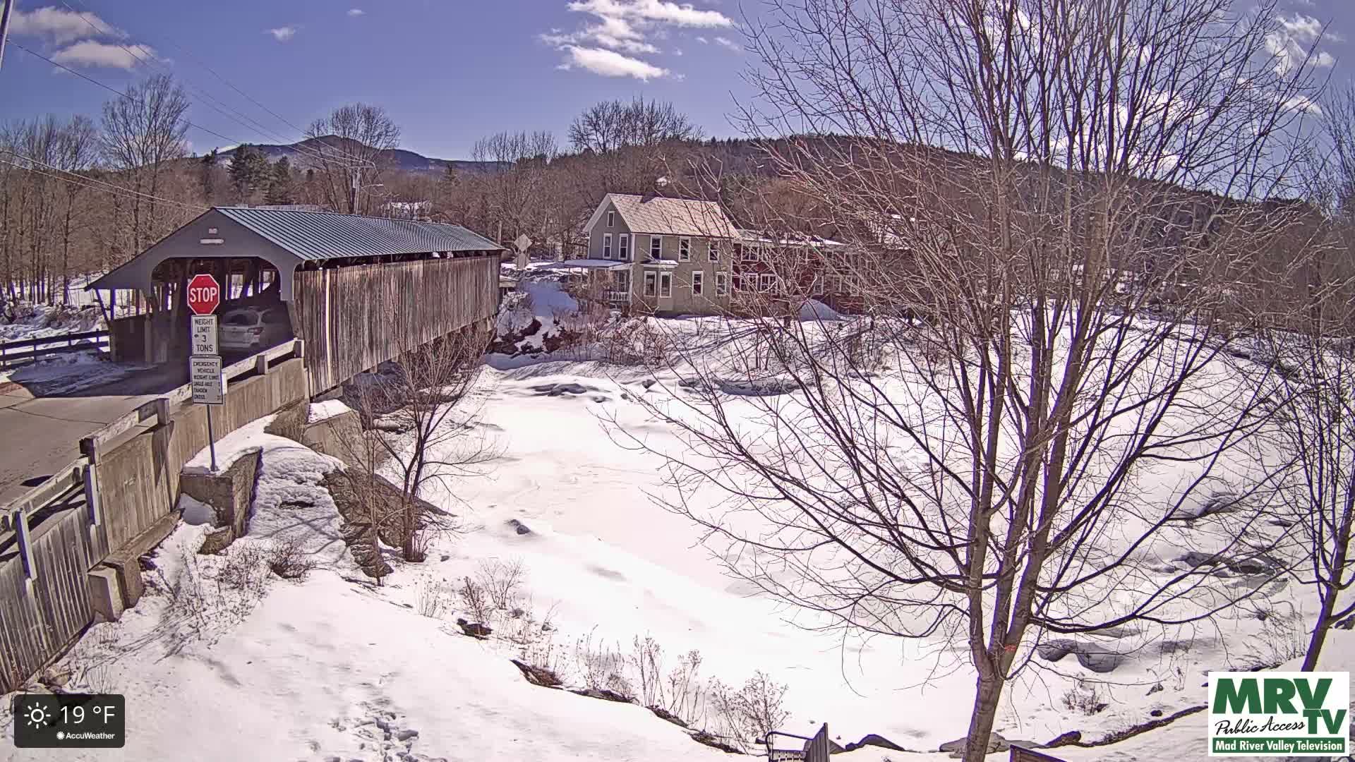 Waitsfield, Mad River Valley Great Eddy Covered Bridge Live Cam -Waitsfield, Washington County, Vermont, USA
