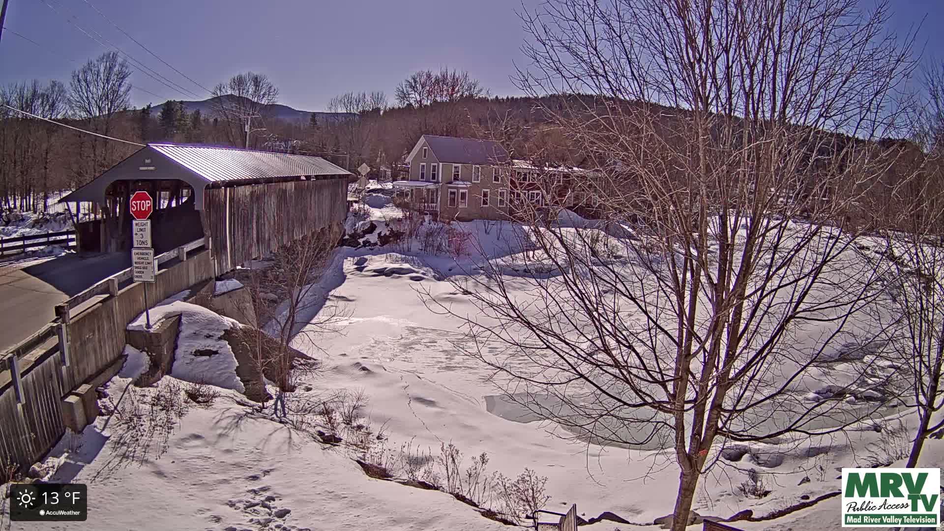 Waitsfield, Mad River Valley Great Eddy Covered Bridge Live Cam -Waitsfield, Washington County, Vermont, USA