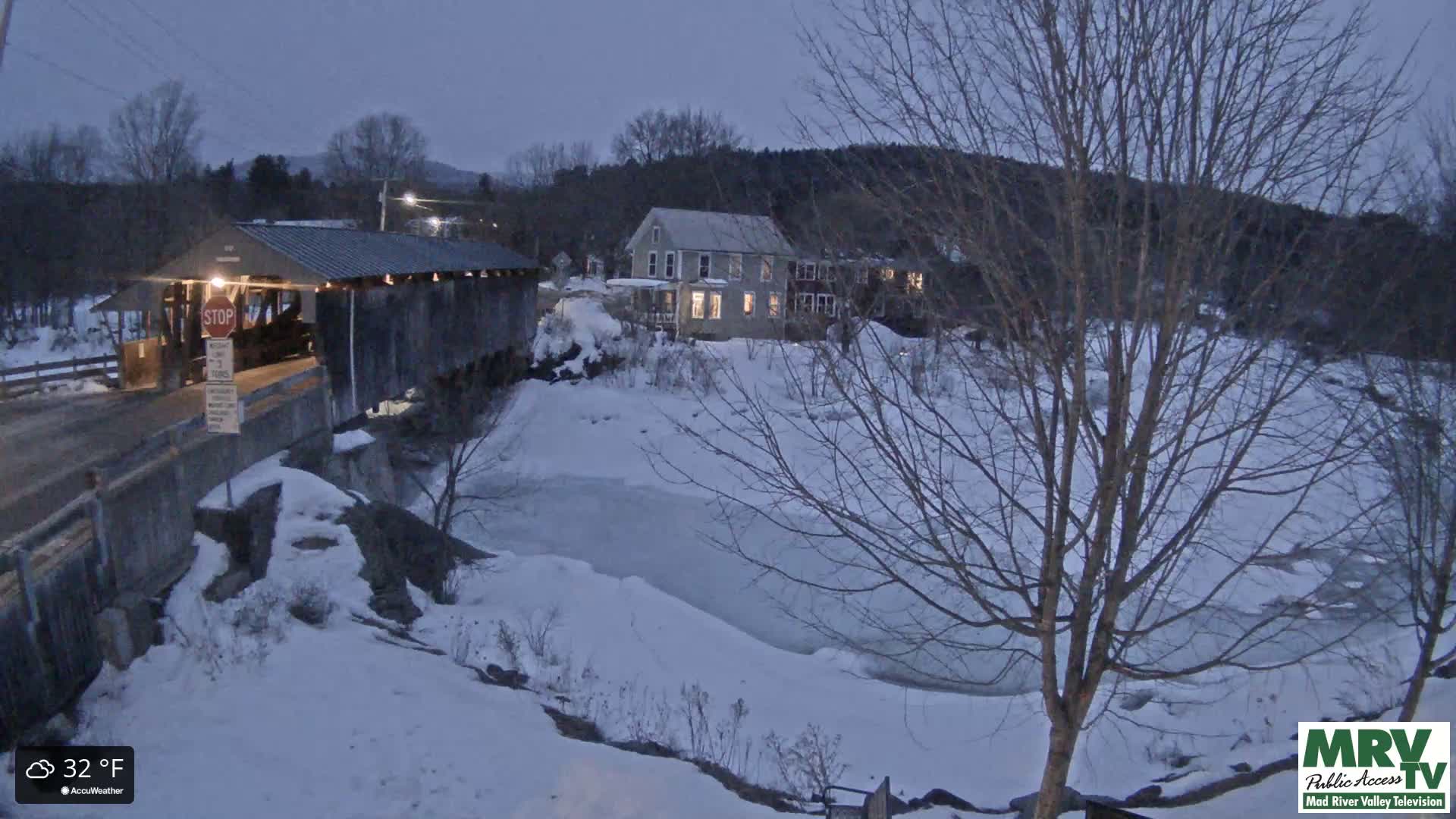 Waitsfield, Mad River Valley Great Eddy Covered Bridge Live Cam -Waitsfield, Washington County, Vermont, USA