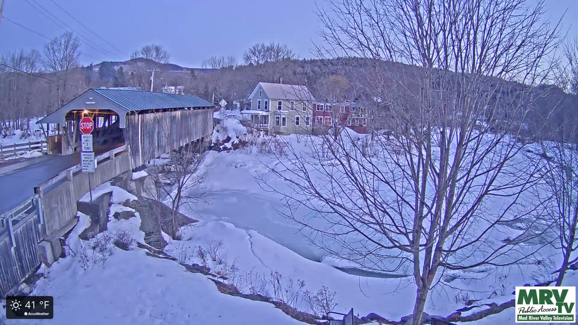 Waitsfield, Mad River Valley Great Eddy Covered Bridge Live Cam -Waitsfield, Washington County, Vermont, USA