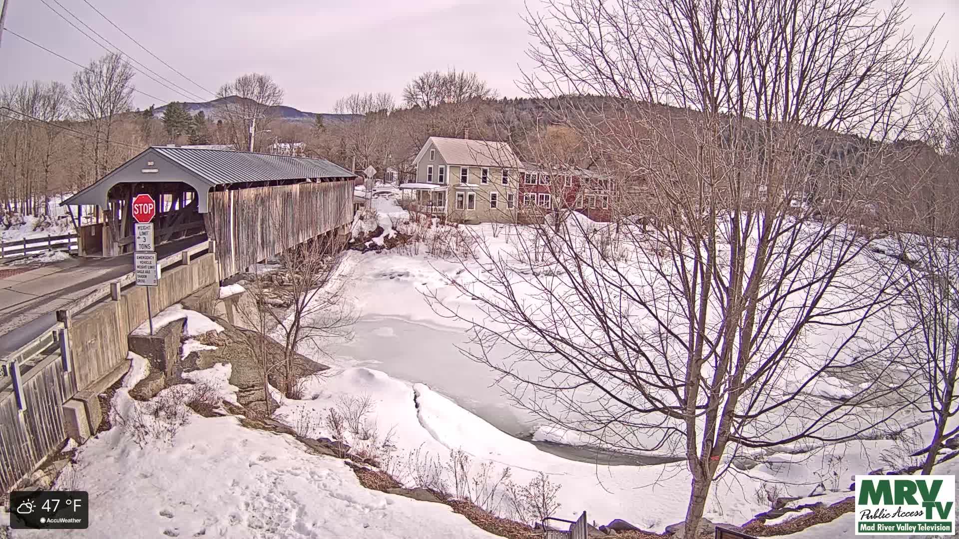Waitsfield, Mad River Valley Great Eddy Covered Bridge Live Cam -Waitsfield, Washington County, Vermont, USA