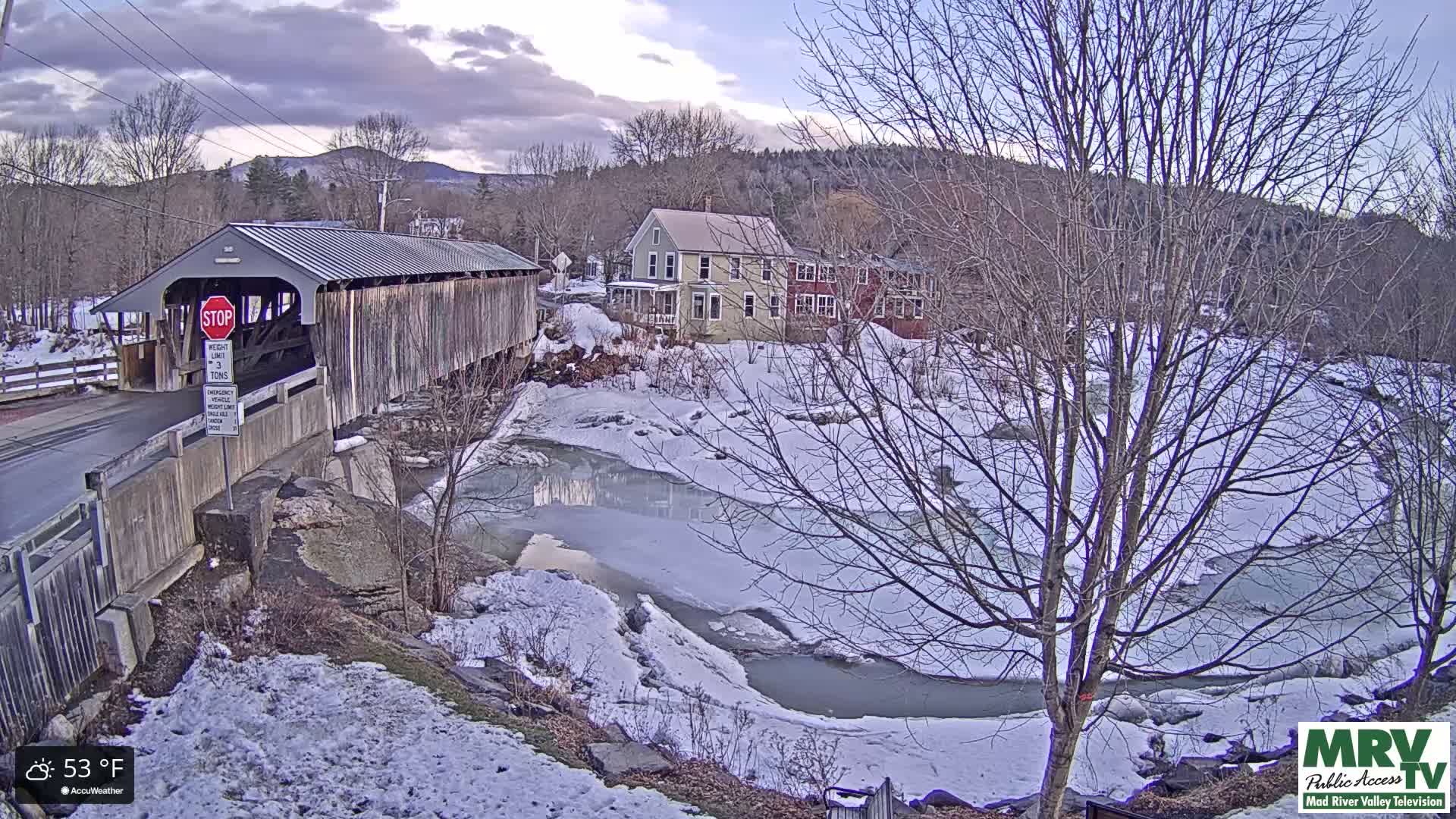 Waitsfield, Mad River Valley Great Eddy Covered Bridge Live Cam -Waitsfield, Washington County, Vermont, USA