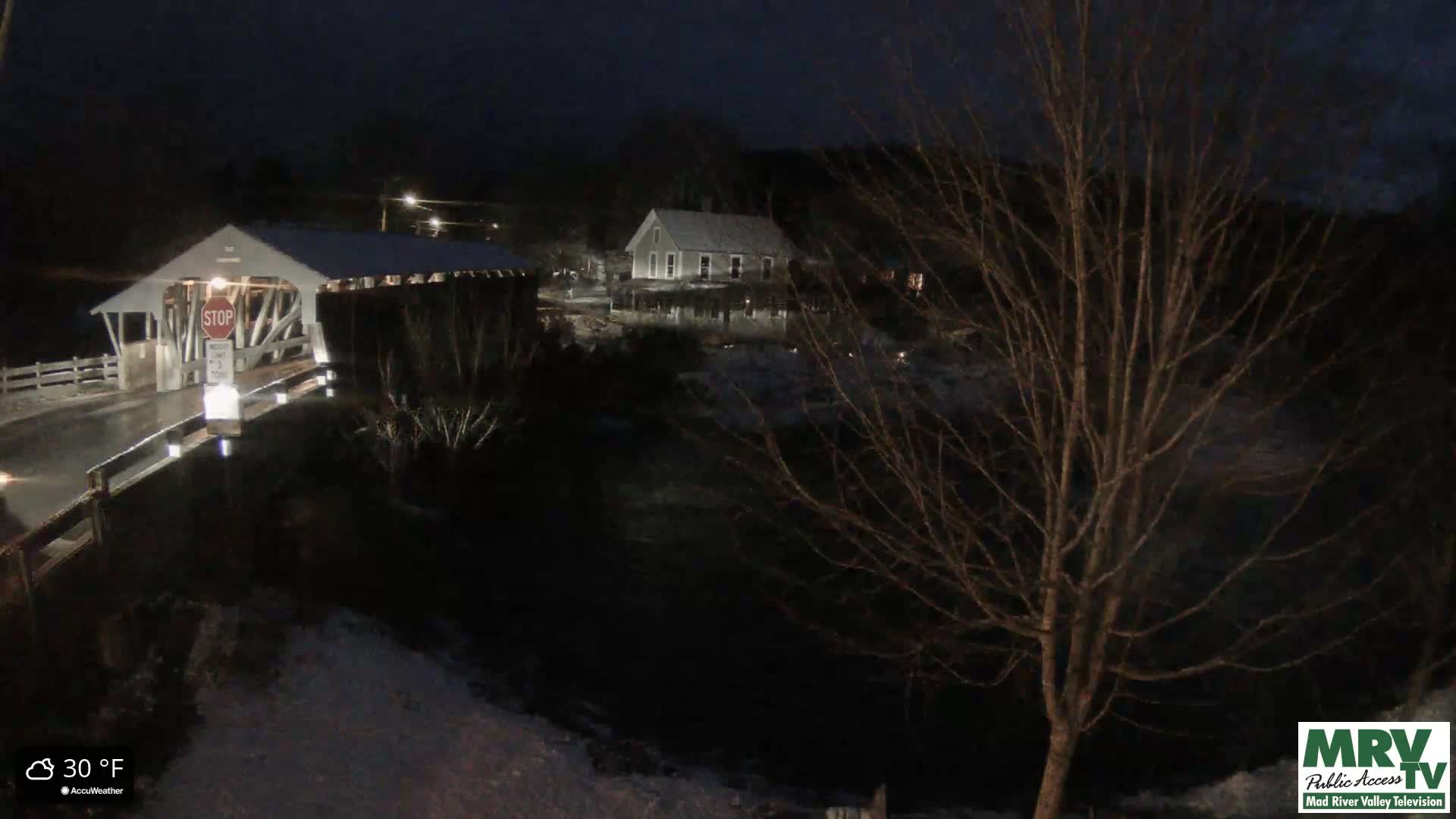Waitsfield, Mad River Valley Great Eddy Covered Bridge Live Cam -Waitsfield, Washington County, Vermont, USA