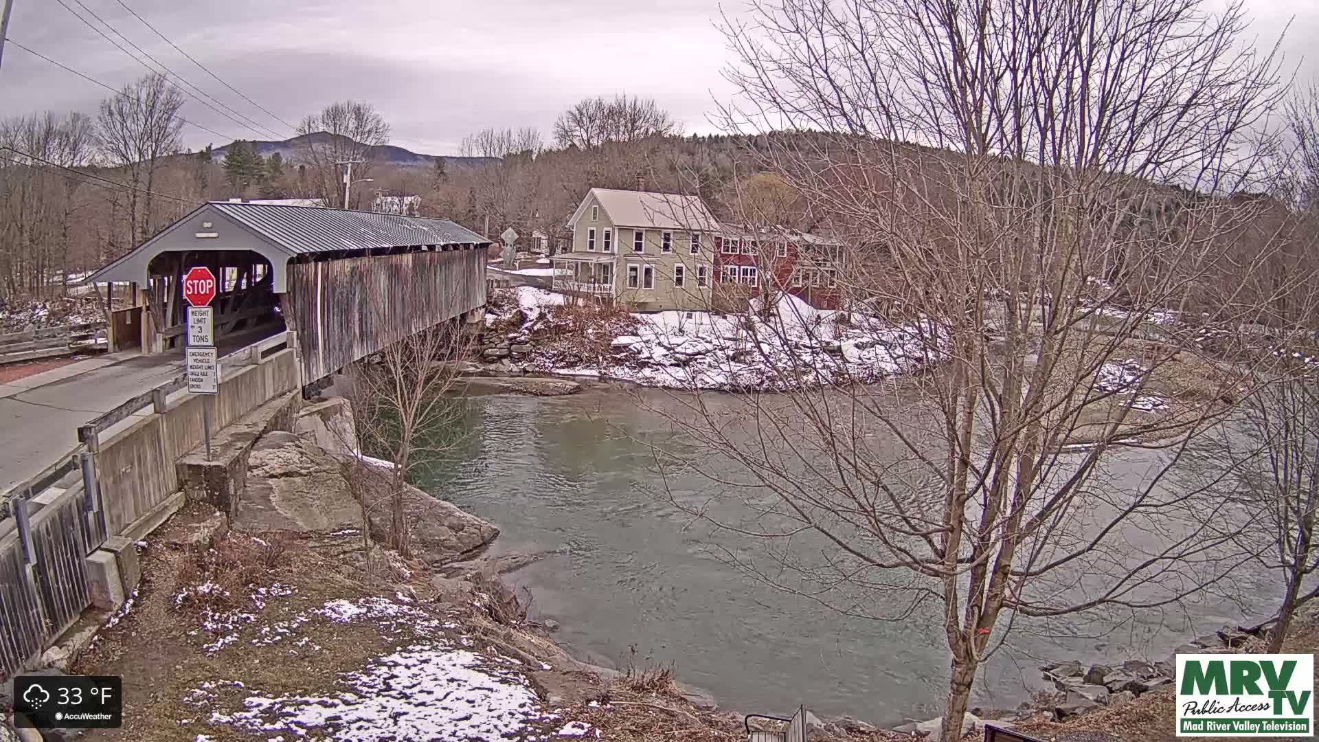 Waitsfield, Mad River Valley Great Eddy Covered Bridge Live Cam -Waitsfield, Washington County, Vermont, USA