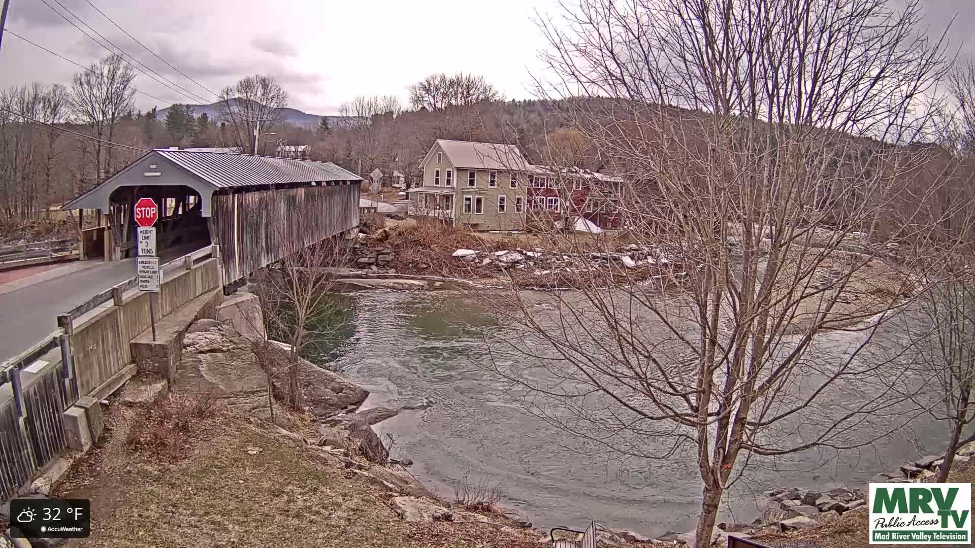Waitsfield, Mad River Valley Great Eddy Covered Bridge Live Cam -Waitsfield, Washington County, Vermont, USA