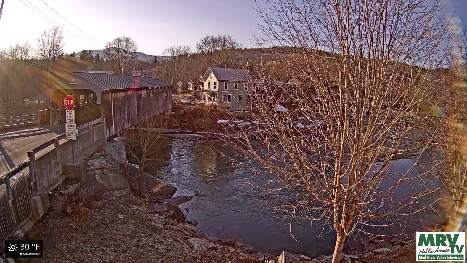 Waitsfield, Mad River Valley Great Eddy Covered Bridge Live Cam -Waitsfield, Washington County, Vermont, USA