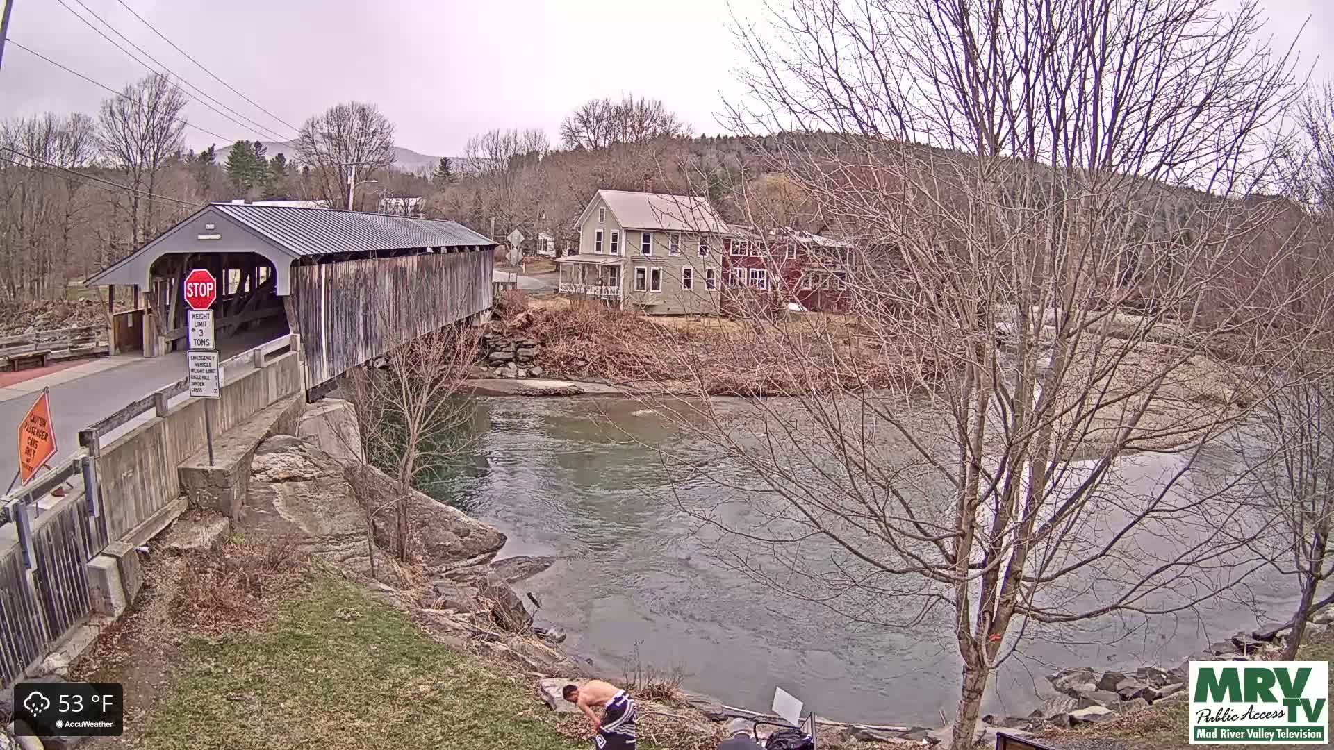Waitsfield, Mad River Valley Great Eddy Covered Bridge Live Cam -Waitsfield, Washington County, Vermont, USA
