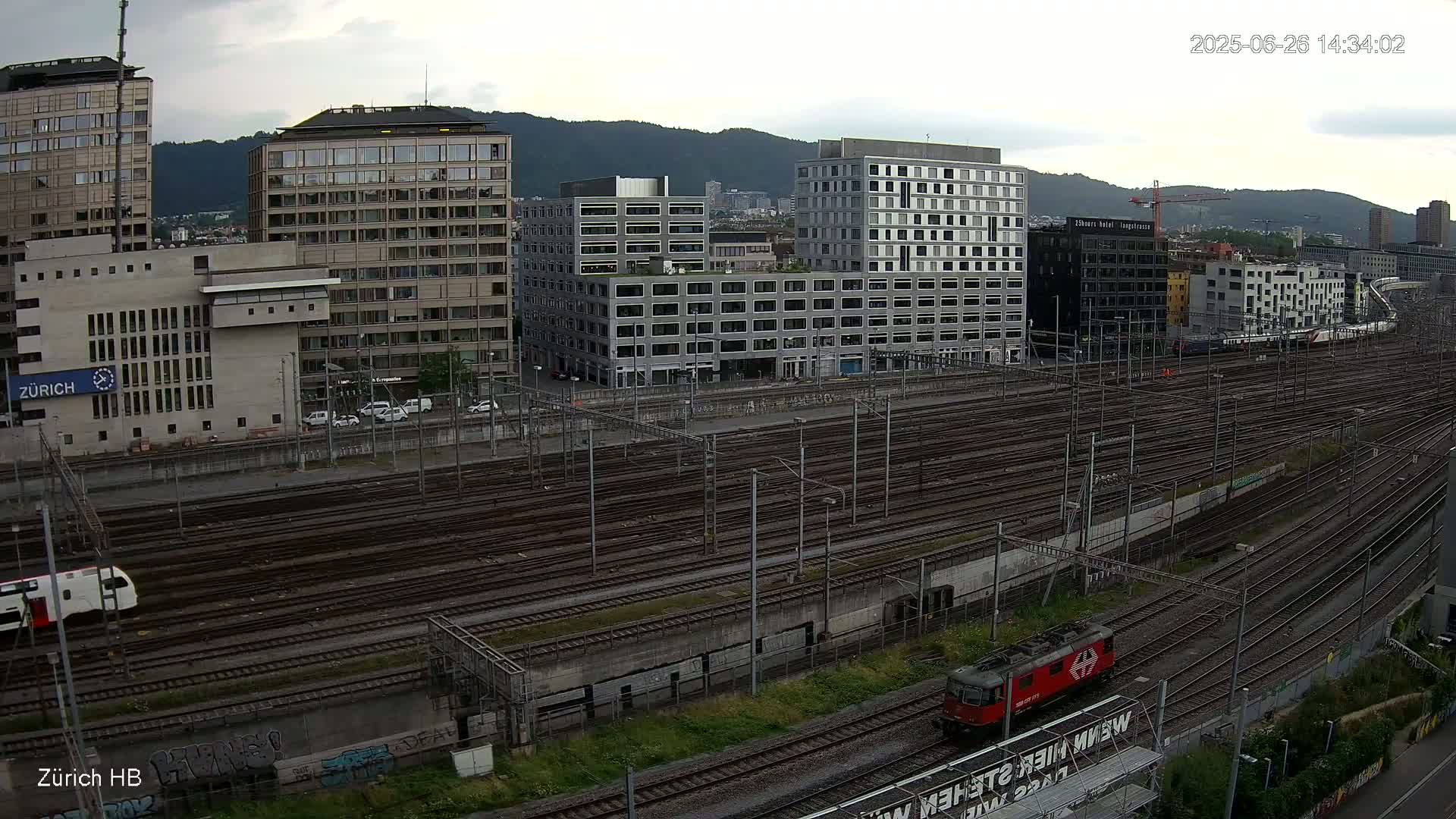 Zurich City & Zürich HB Main Train Station Live Cam - (Kreis 4)Aussersihl, Zurich, Switzerland
