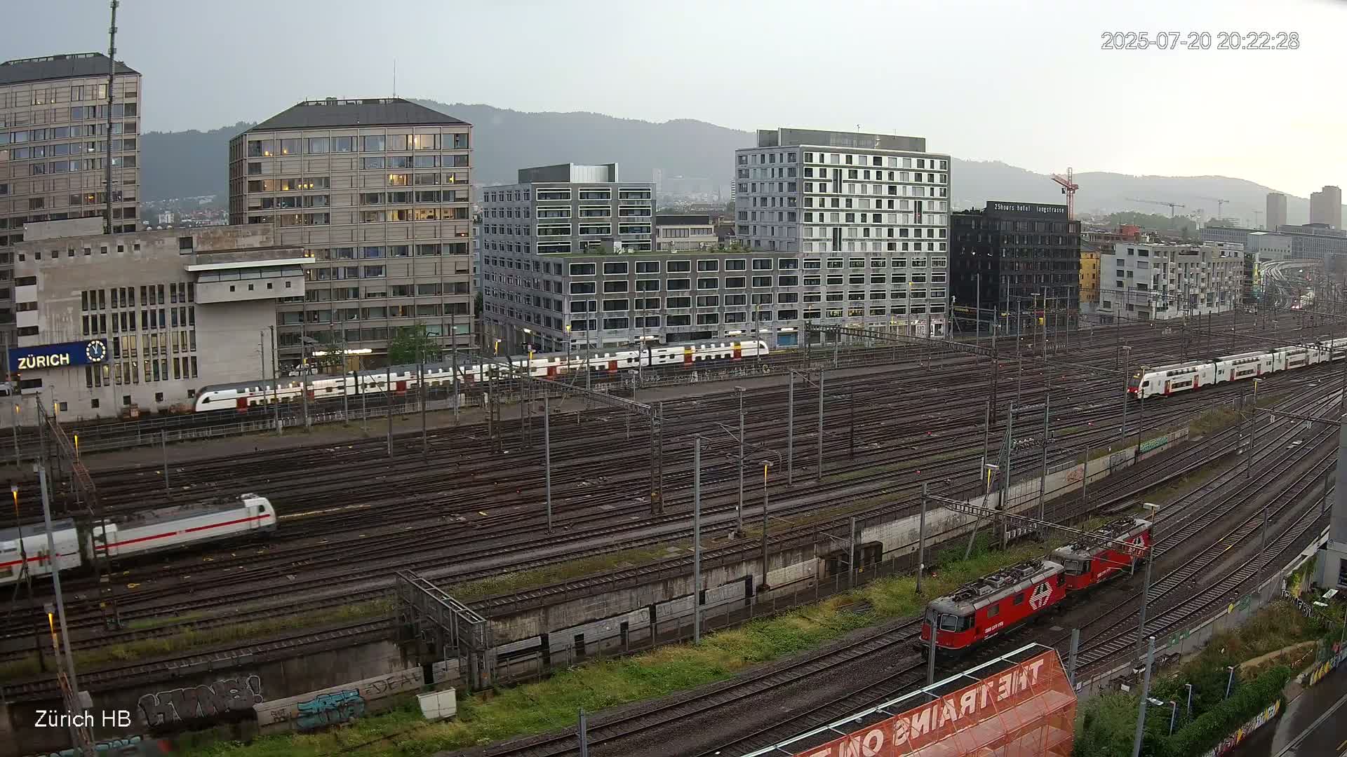 Zurich City & Zürich HB Main Train Station Live Cam - (Kreis 4)Aussersihl, Zurich, Switzerland