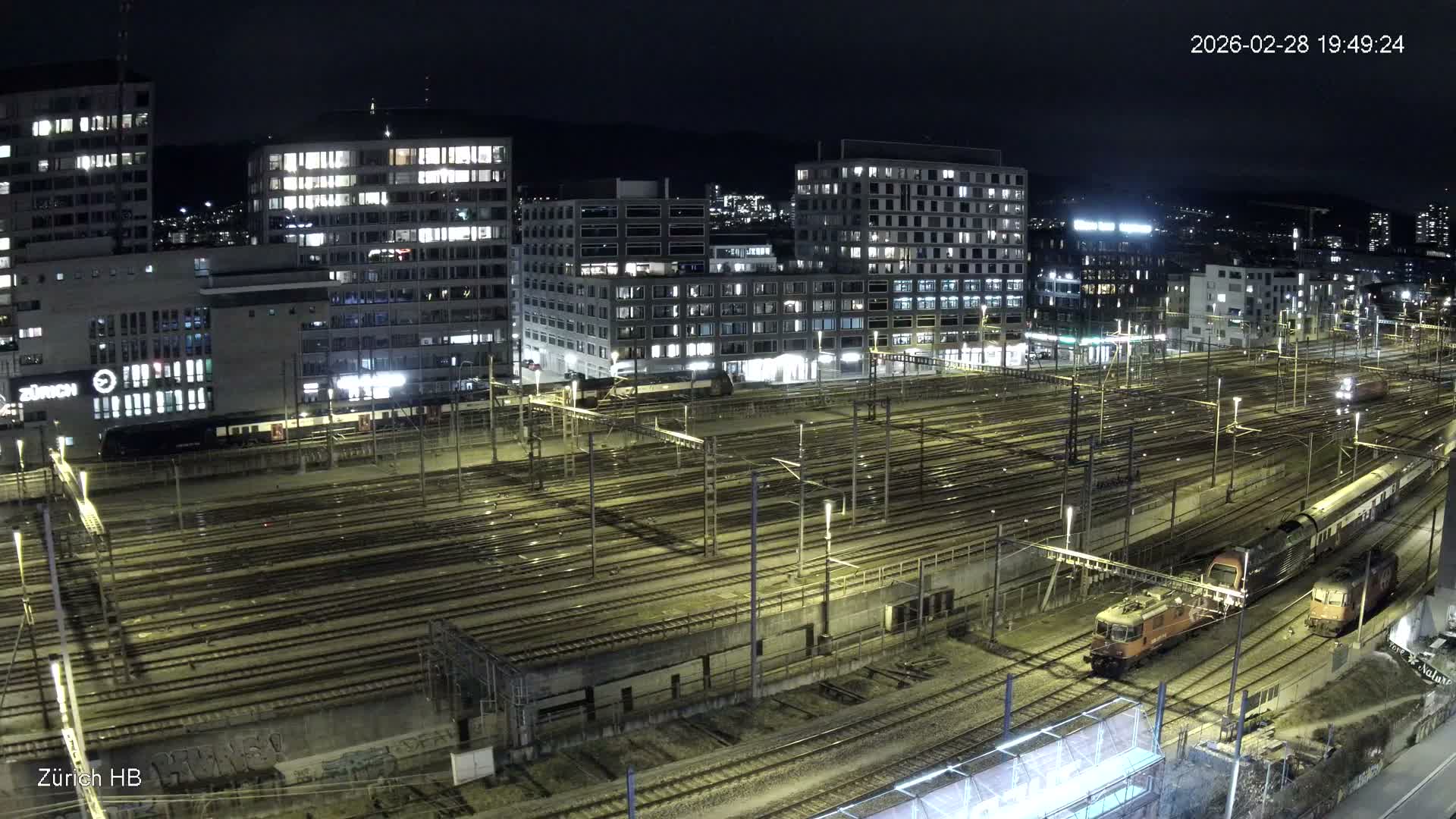 Zurich City & Zürich HB Main Train Station Live Cam - (Kreis 4)Aussersihl, Zurich, Switzerland