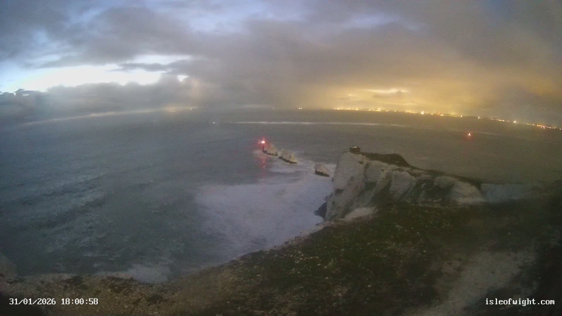 Isle of Wight, The Needles  Lighthouse Live Cam - Totland, Isle of Wight, South East, England, United Kingdom
